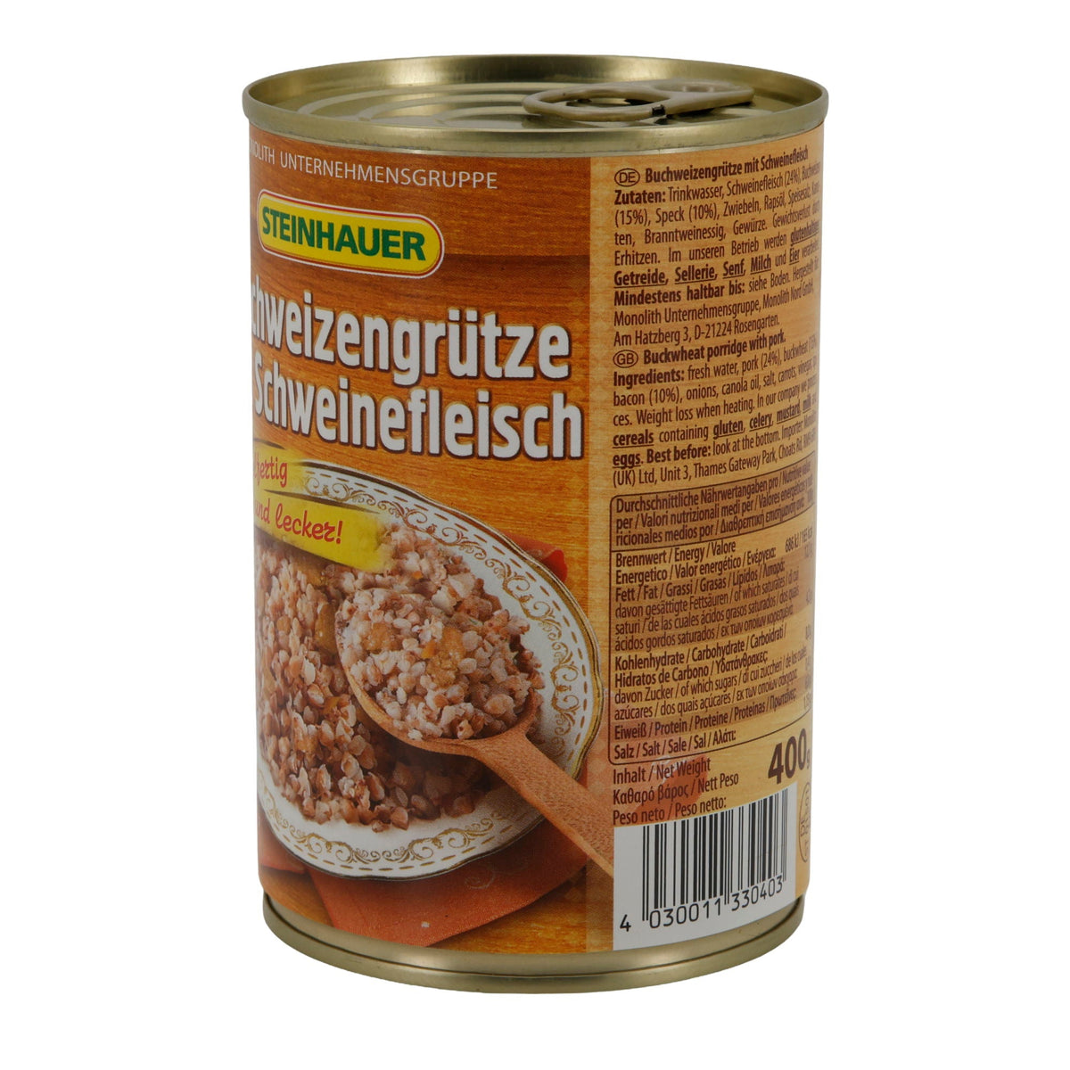 Buchweizengrütze mit Schweinefleisch Steinhauer | Fertiggericht | tafelfertig | 400 g Dose STEINHAUER