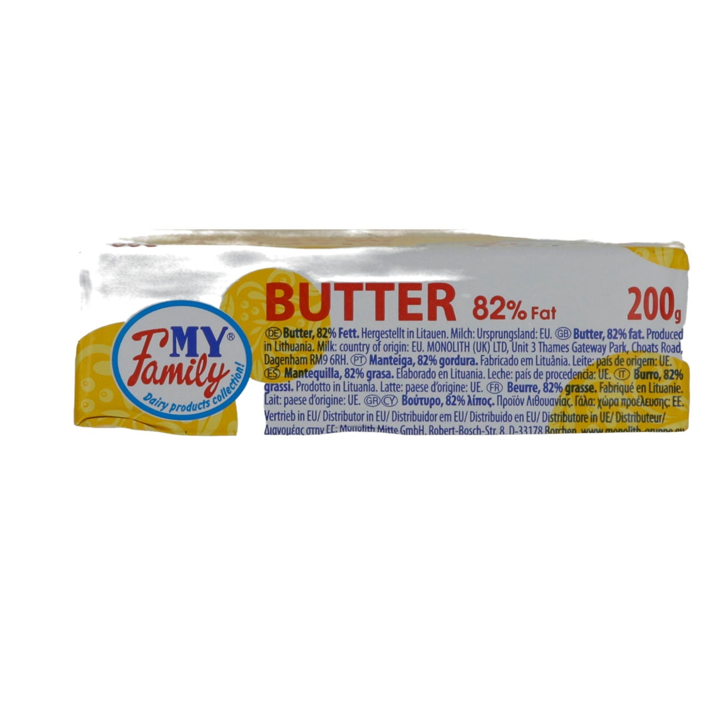 Butter My Family Butter | Reichhaltiger Buttergeschmack | Aus Litauen | 82 % Fett, 200 g MY FAMILY