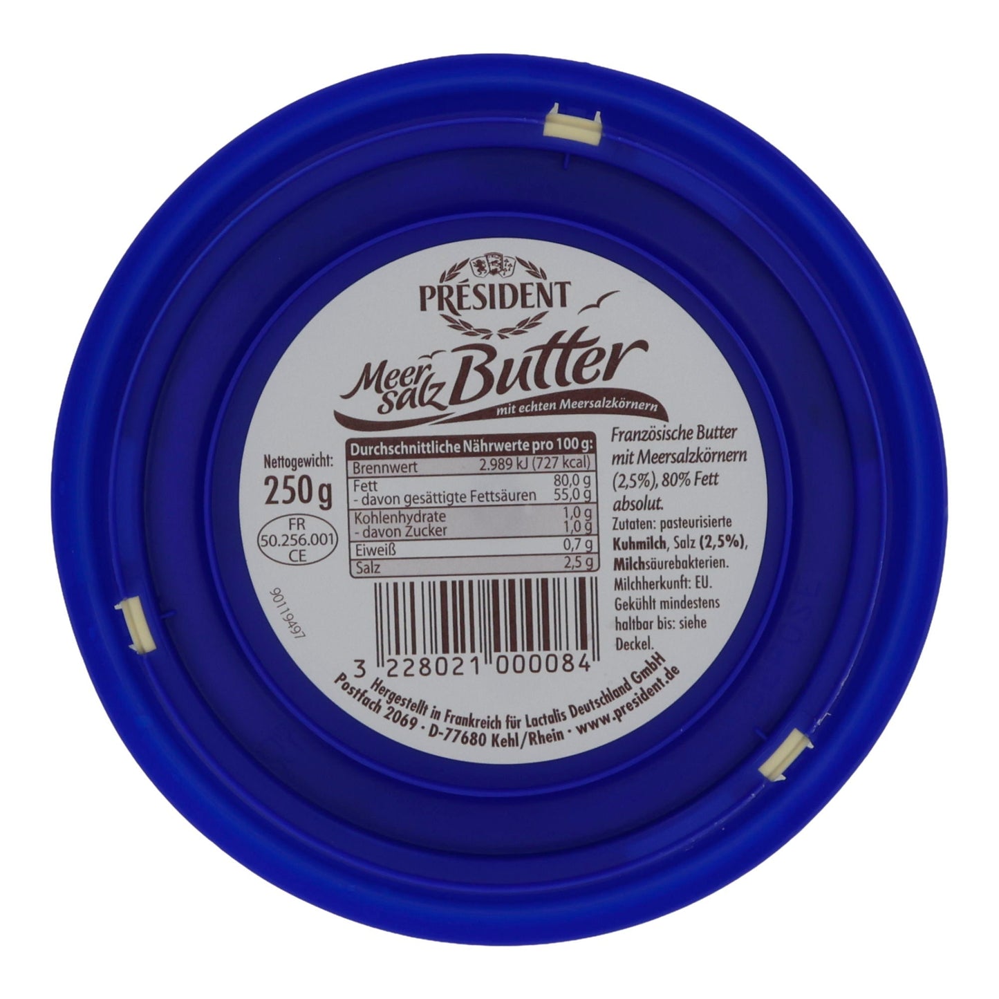 Butter Président Meersalz | Butter | Französische Butter mit Meersalzkörnern | 250 g PRESIDENT