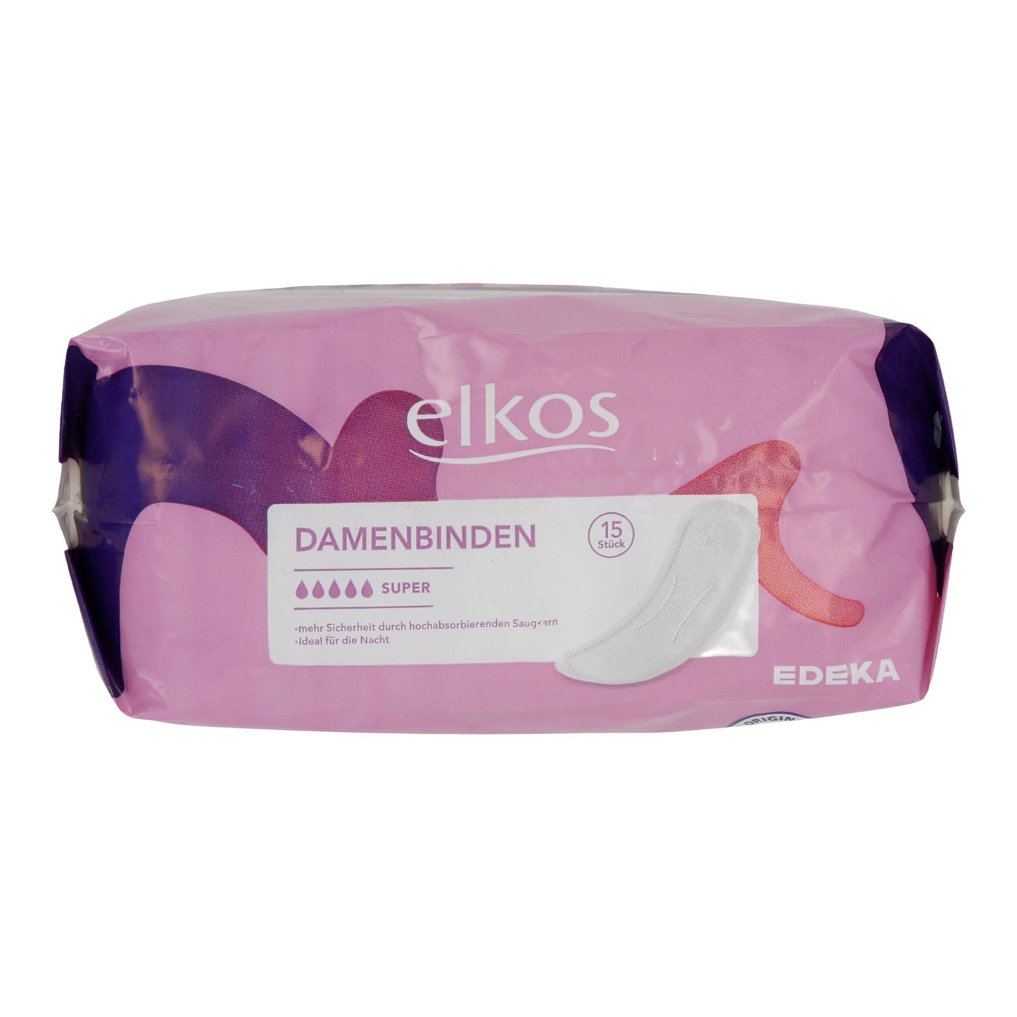 Damenbinden elkos | Super | Zuverlässiger Schutz Tag und Nacht | 15 Stück
