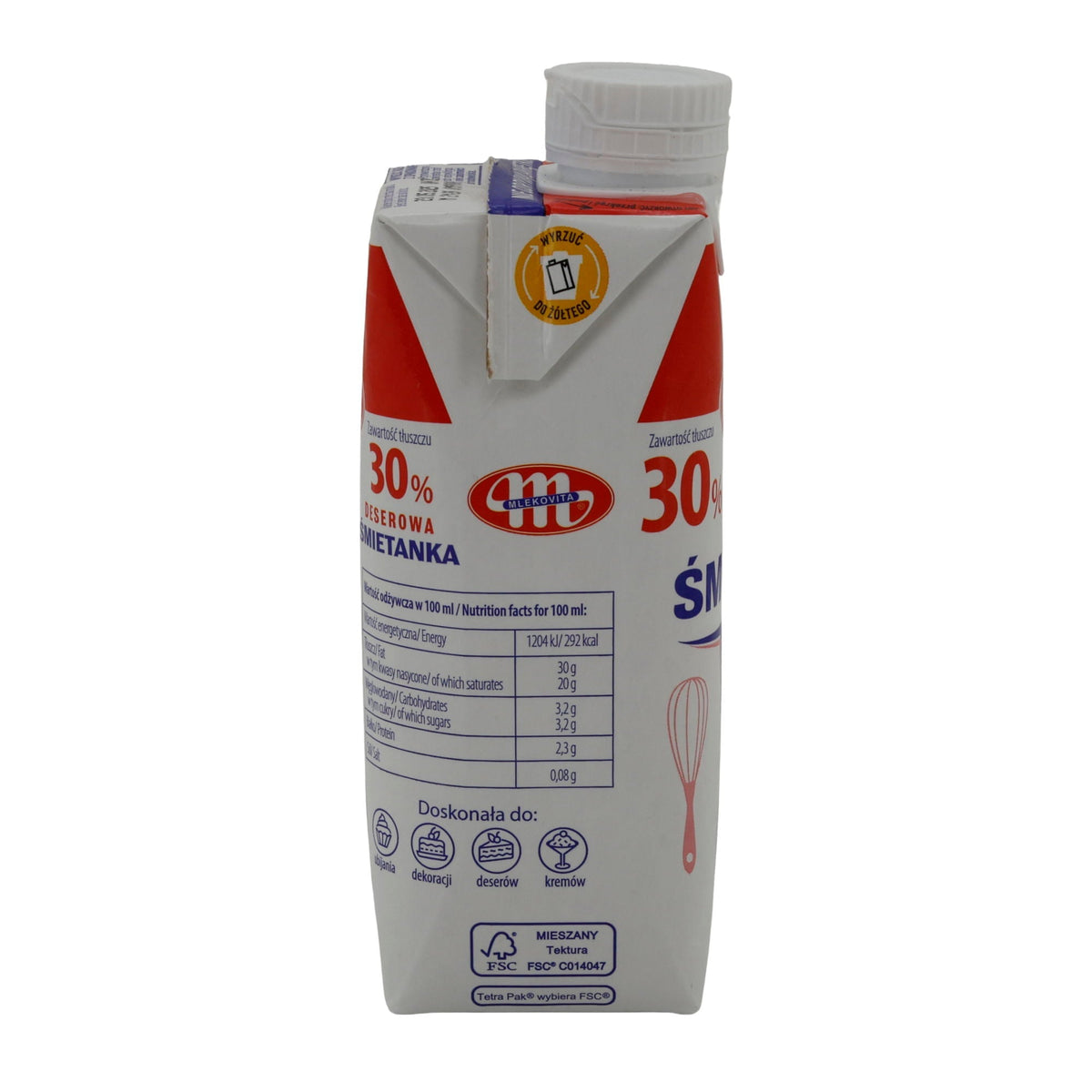 Dessert-Sahne Mlekovita | Sahne | 30 %, Polnische Sahne für süße Kreationen | 330 ml MLEKOVITA