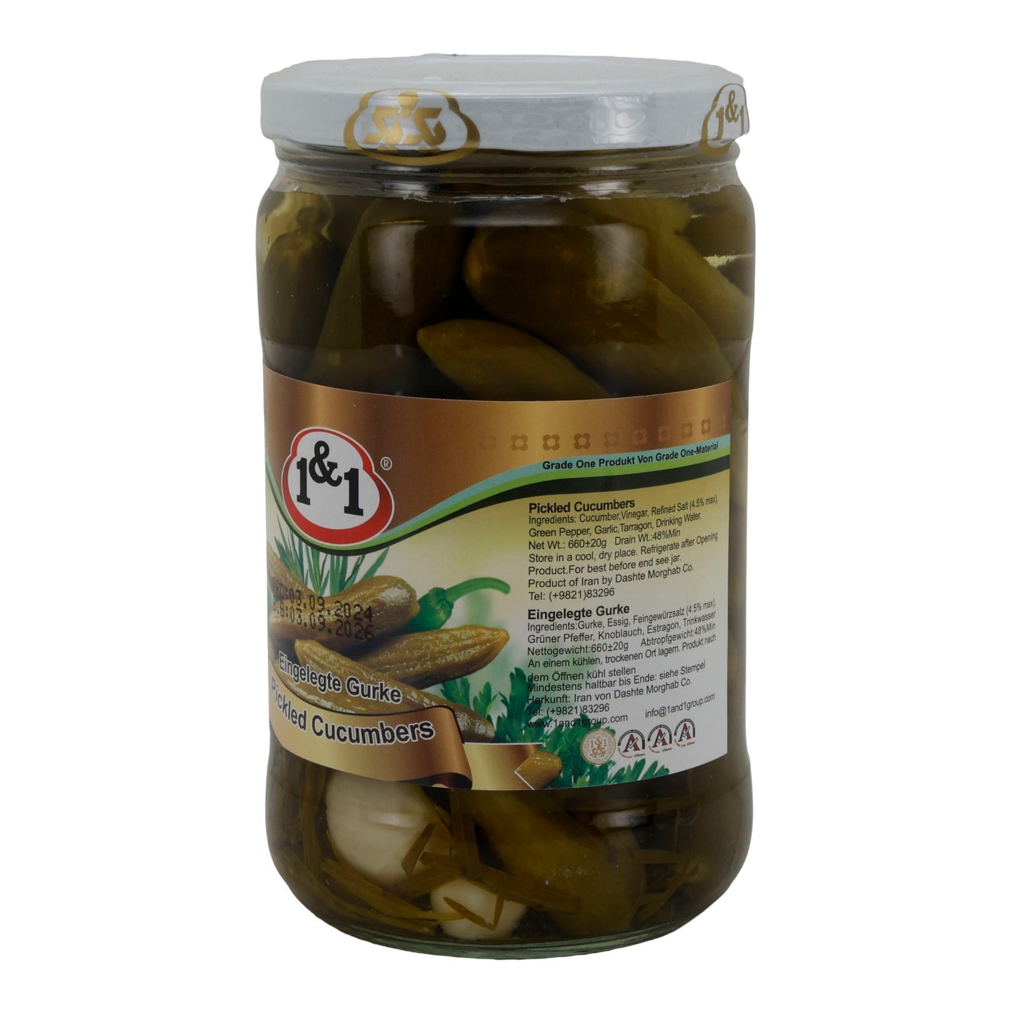 Eingelegte Gurken 1&1 | Pickled Cucumbers | Mit Kräutern | 860 g Espido