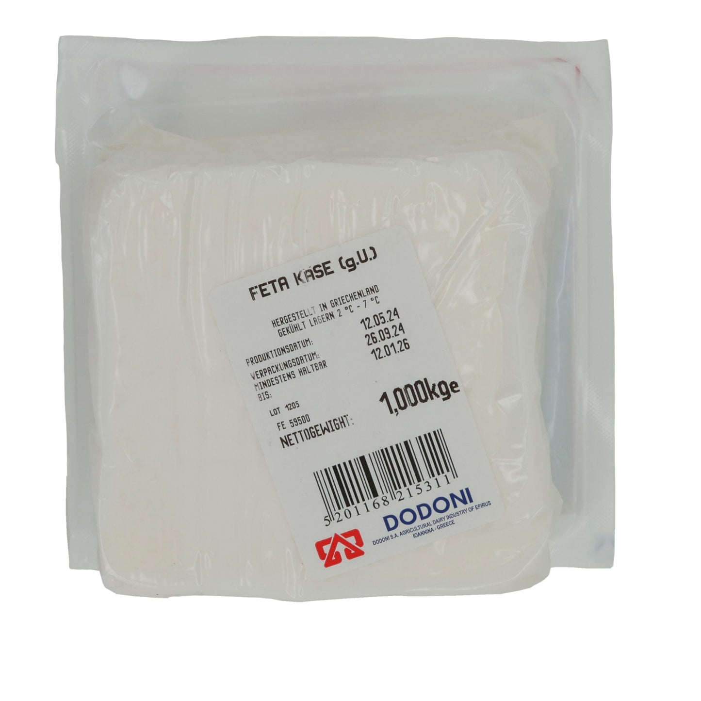 Fetakäse Dodoni Feta Käse | Käse | Premium griechischer Fetakäse in Salzlake g.U. | 1 kg