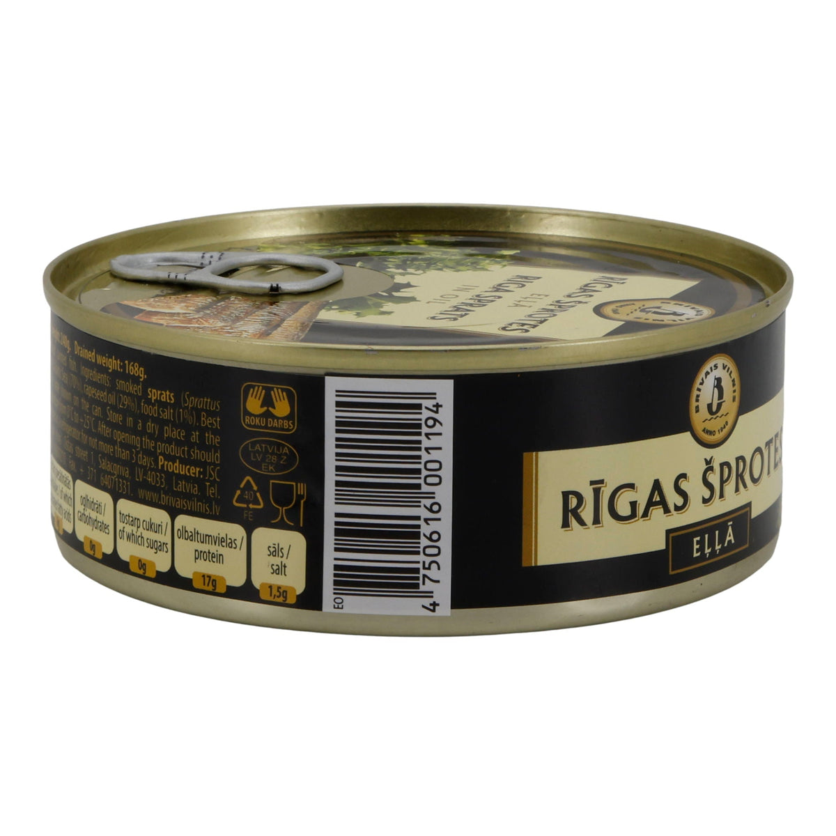 Fischkonserve | Riga Sprats in Öl | Geräucherte Sprotten | 240 g Brivais