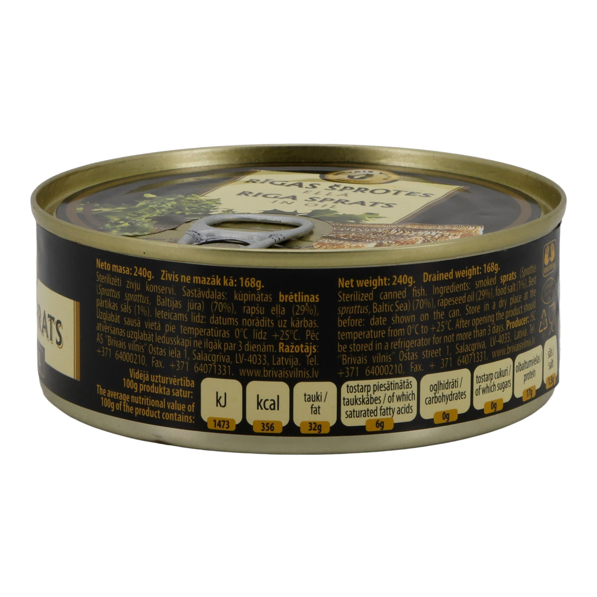 Fischkonserve | Riga Sprats in Öl | Geräucherte Sprotten | 240 g Brivais