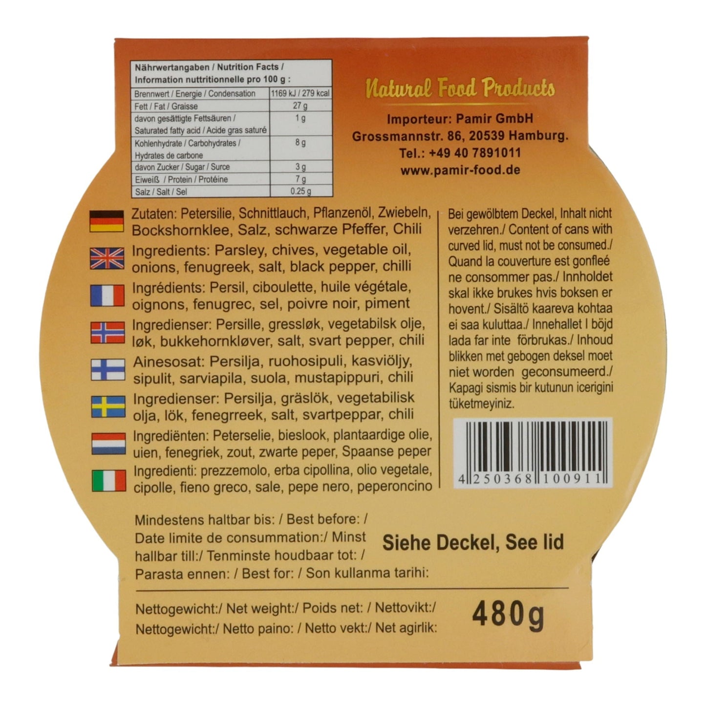Gebratenes Gemüse Pamir | Würzig | Halal | 480 g Dose PAMIR