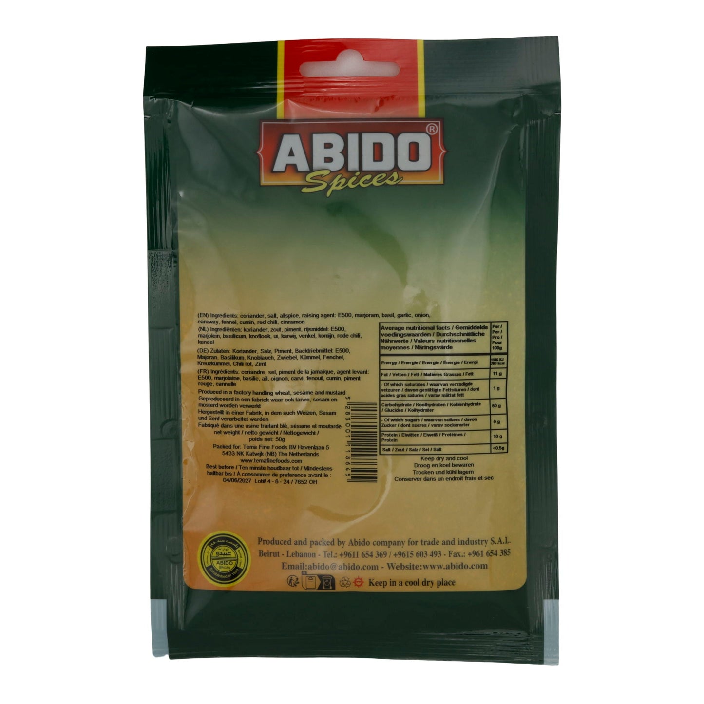 Abido Baharat Karışımı | Falafel Baharat Karışımı | Geleneksel, otantik | 50 g