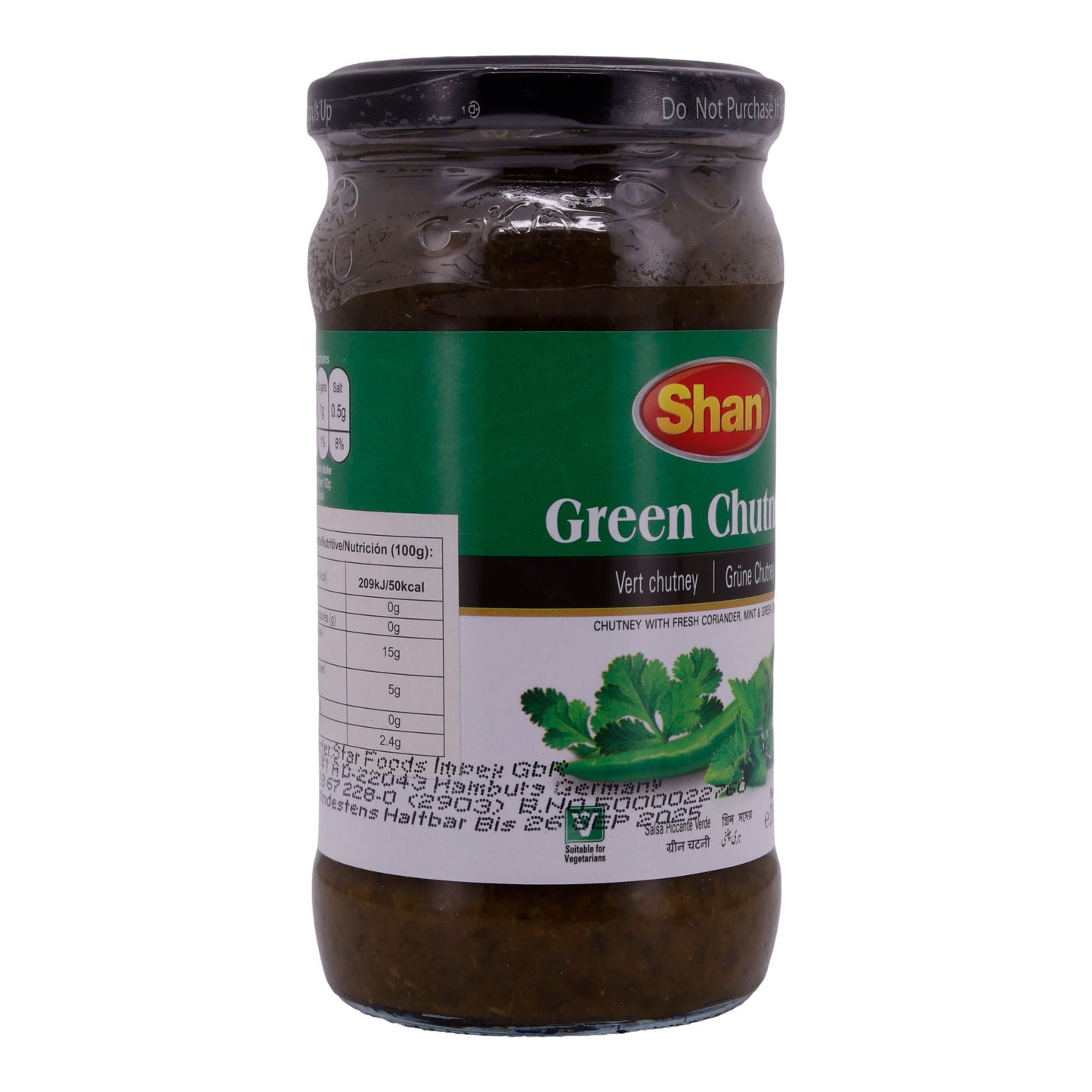 Green Chutney Shan | Pittige Chutney | Met verse kruiden | 315 g