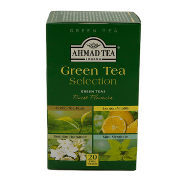 Grüntee-Auswahl Ahmad Tea | Green Tea Selection | 4 Sorten | 20 Teebeutel | Probierbox AHMAD TEA