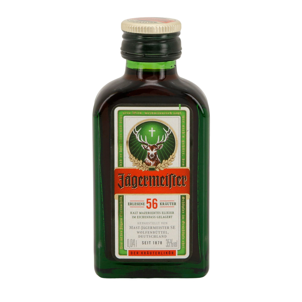 Jägermeister | Kräuterlikör | 56 Kräuter | 35 % vol | 40 ml Jägermeister