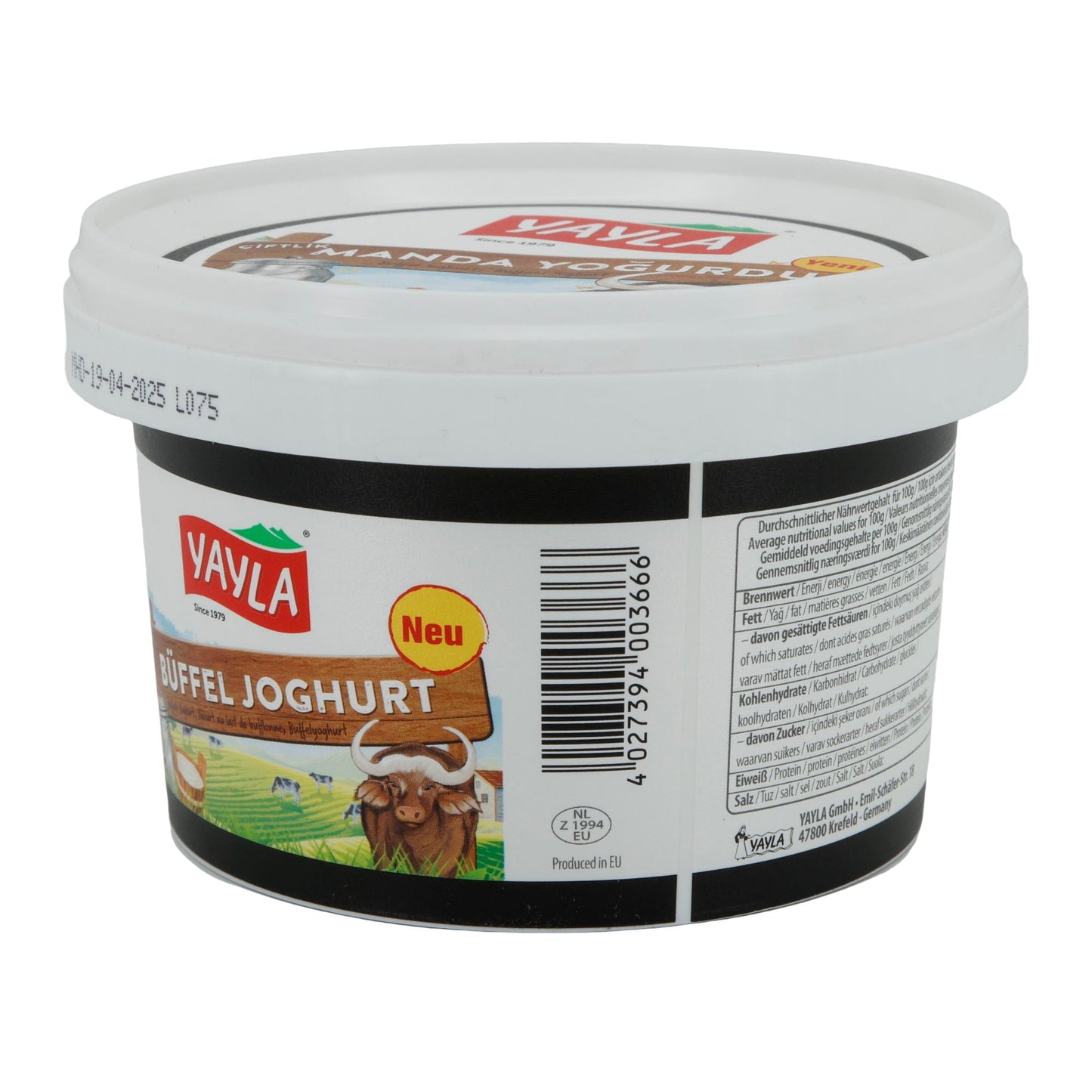 Joghurt Yayla Büffeljoghurt | Joghurt | Traditionell mit 8 % Fett | 500 g YAYLA