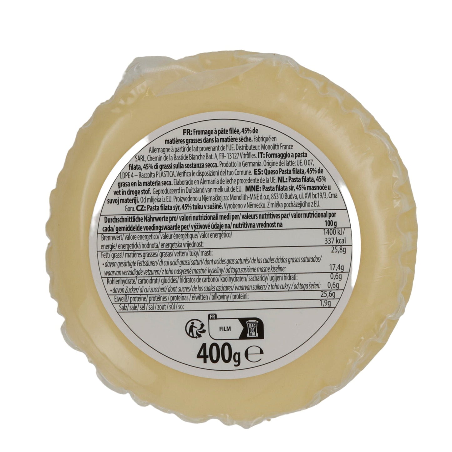 Käse Alpi | Adyghe-Käse | Pasta-Filata-Käse | 400 g MONOLITH