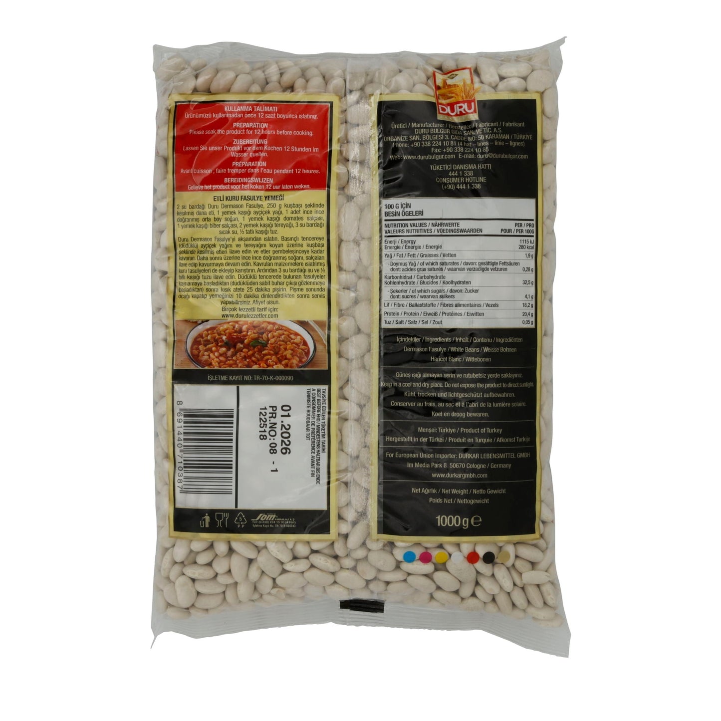 Kichererbsen Duru | Hülsenfrüchte | Perfekt für Hummus, Falafel & orientalische Gerichte | 1000 g DURU