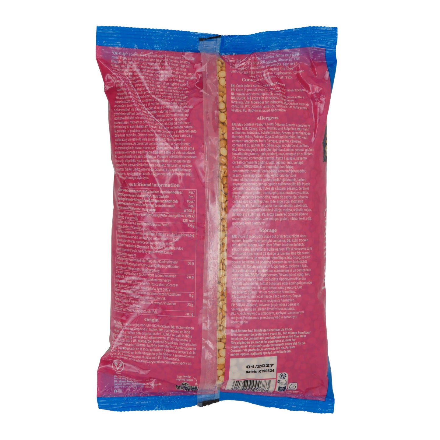 Kikkererwten TRS Chana Dal | gespleten (Split Chickpeas) | Peulvruchten | 2 kg verpakking