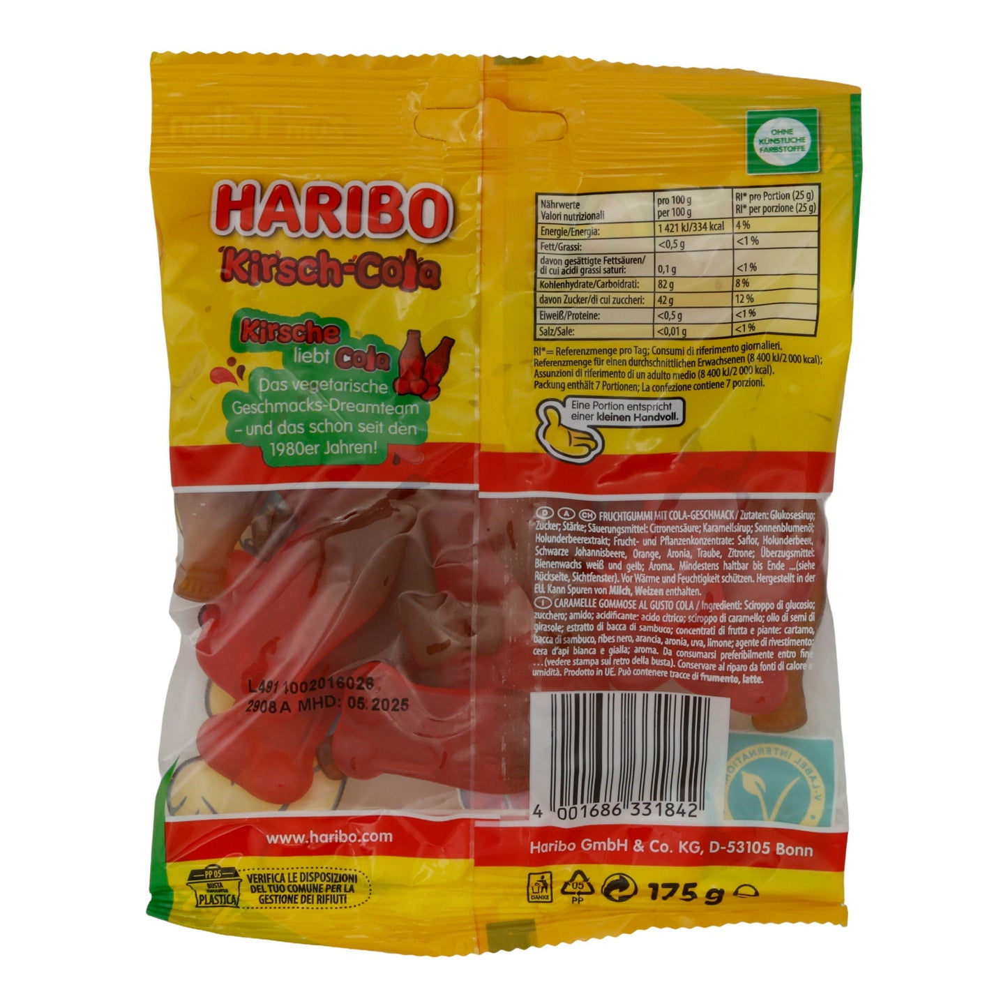 Kirsch - Cola Gummibonbons Haribo | Süßigkeit | Veggie | 175 g - Taste Your World