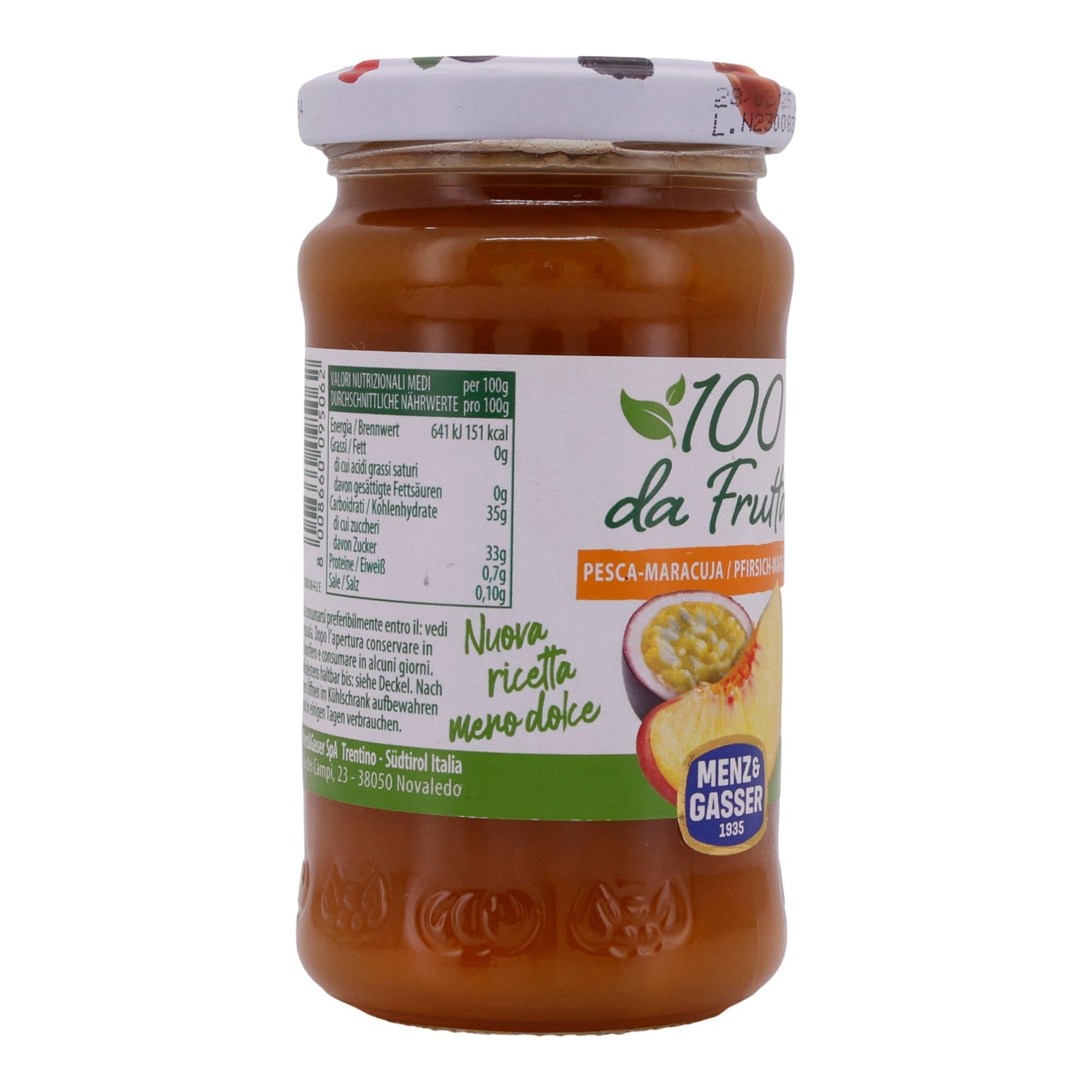 Konfitüre Menz & Gasser | Perzik-Maracuja Extra | Fruitig, 30% minder suiker | 240 g