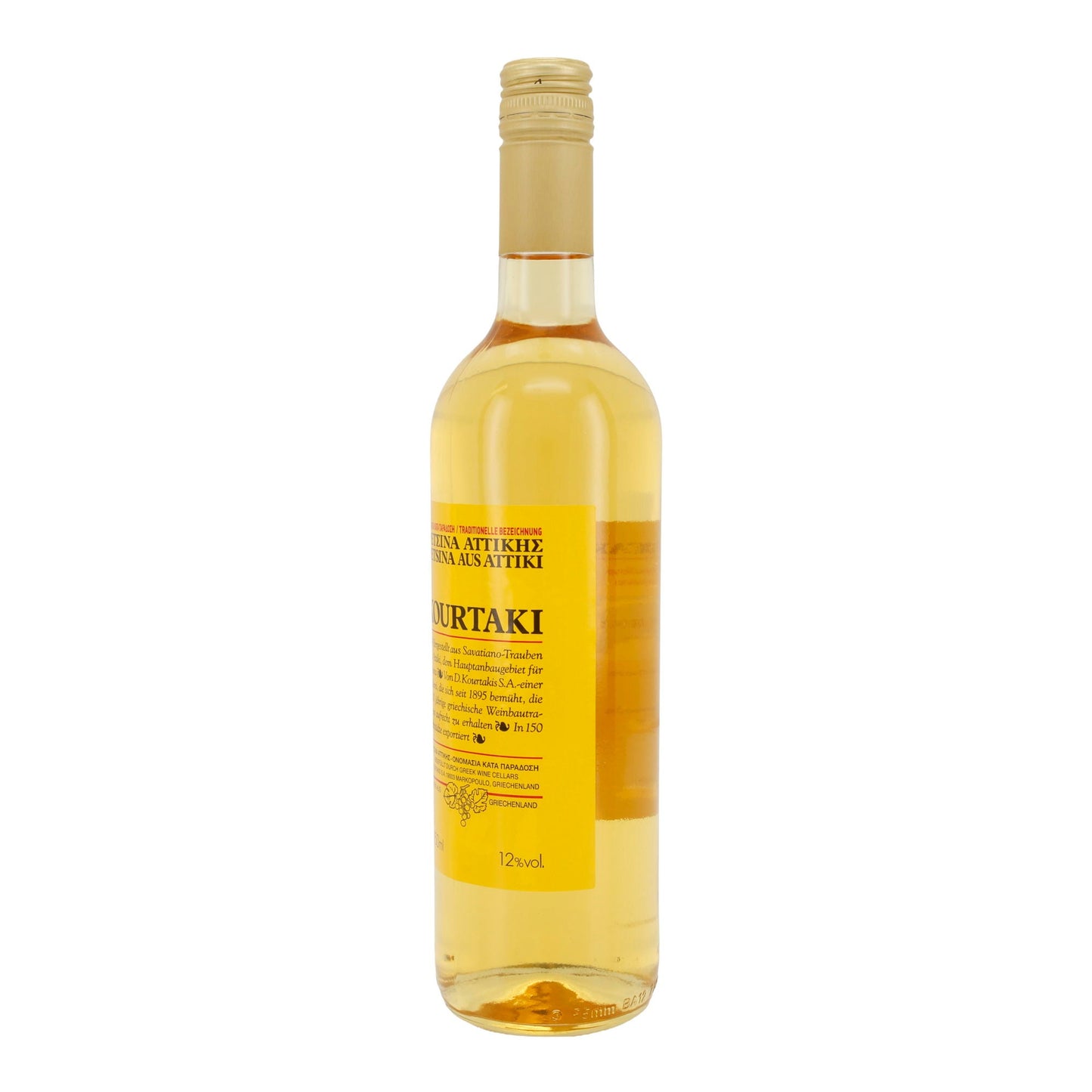 Kourtaki Retsina Weißwein | Traditioneller griechischer Harzwein aus Attiki | 12 % vol | 750 ml