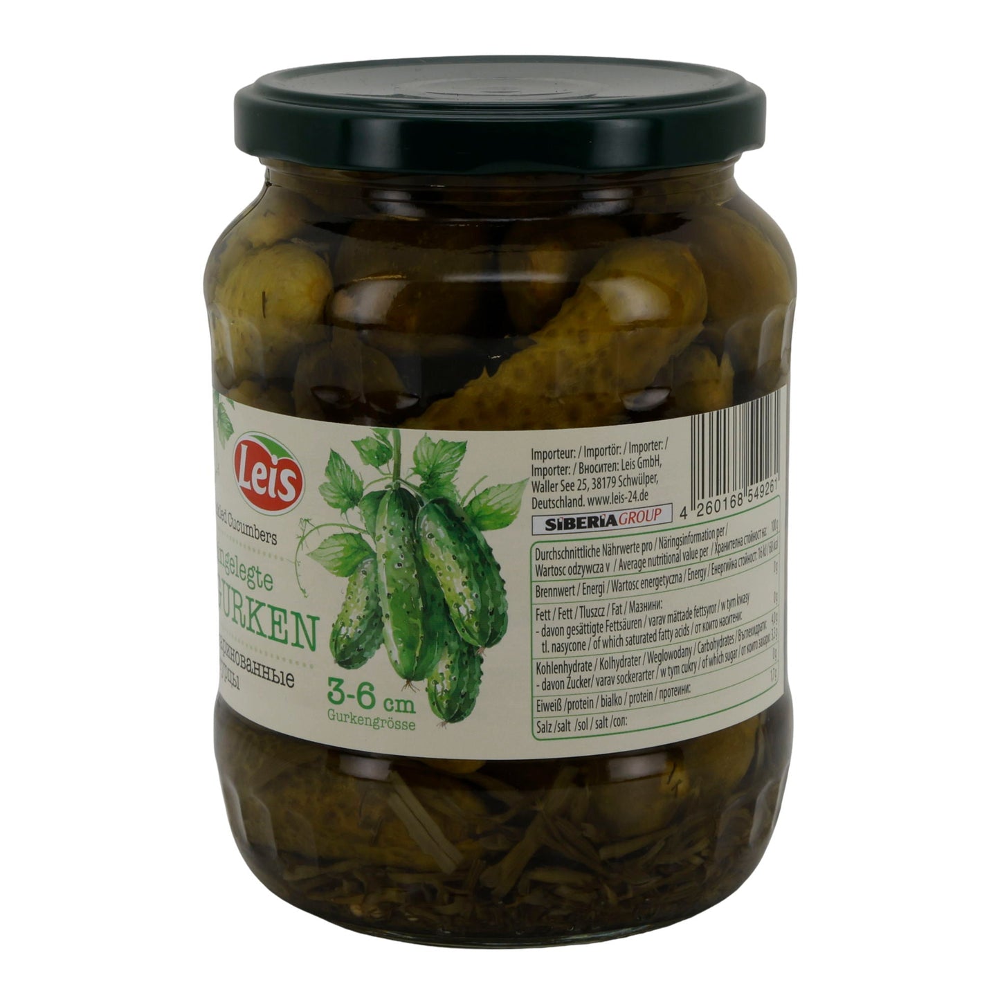 Leis Eingelegte Gurken | 3–6 cm | würzig eingelegt mit Dill & Senfkörnern | 680 g