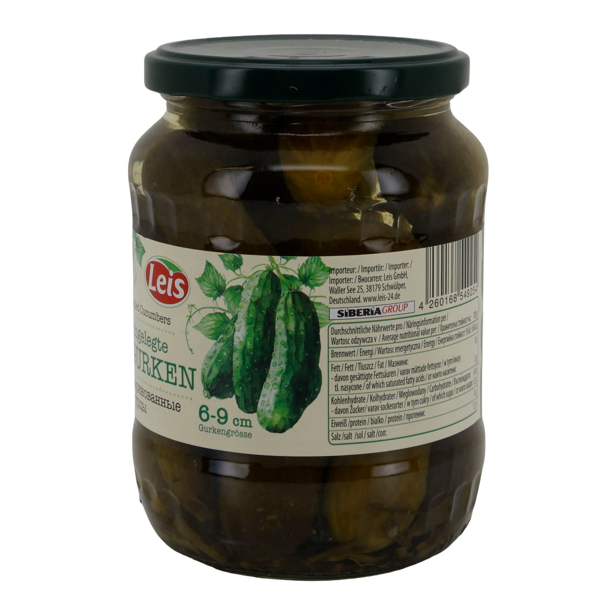 Leis Eingelegte Gurken | 6–9 cm | knackige Gewürzgurken mit Dill & Senfkörnern | 680 g LEIS
