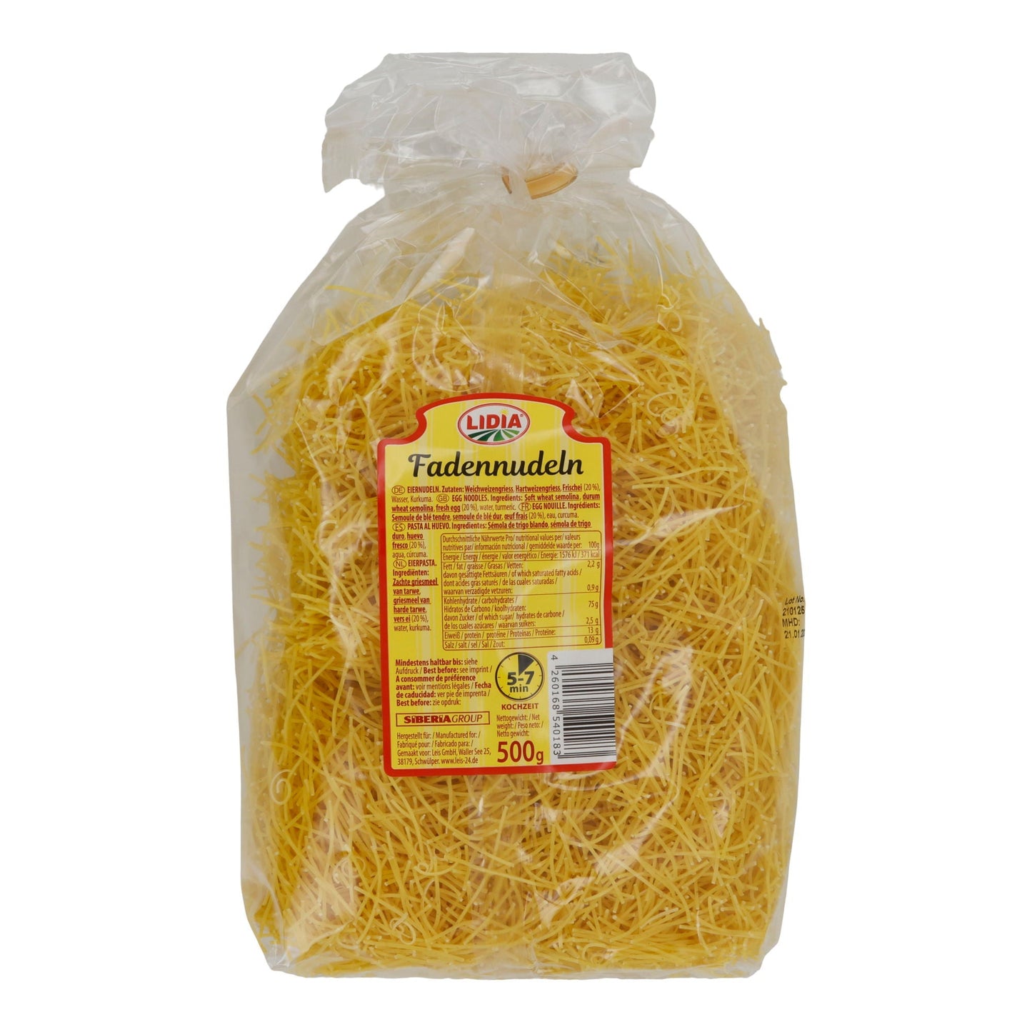 Lidia Eiernudeln | Fadennudeln aus Hartweizengrieß mit Ei | 500 g