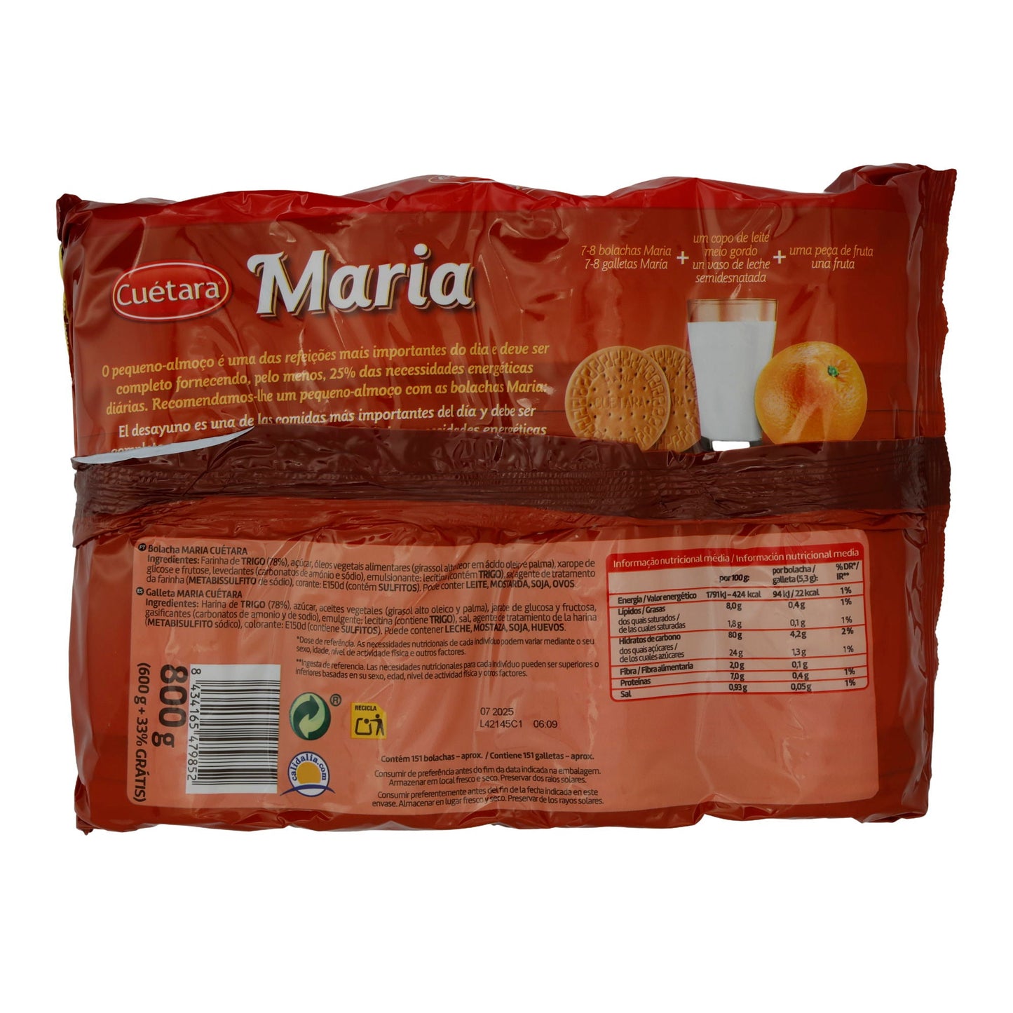 Maria Kekse Cuétara | Biscuits au beurre | Classique espagnol | 800 g