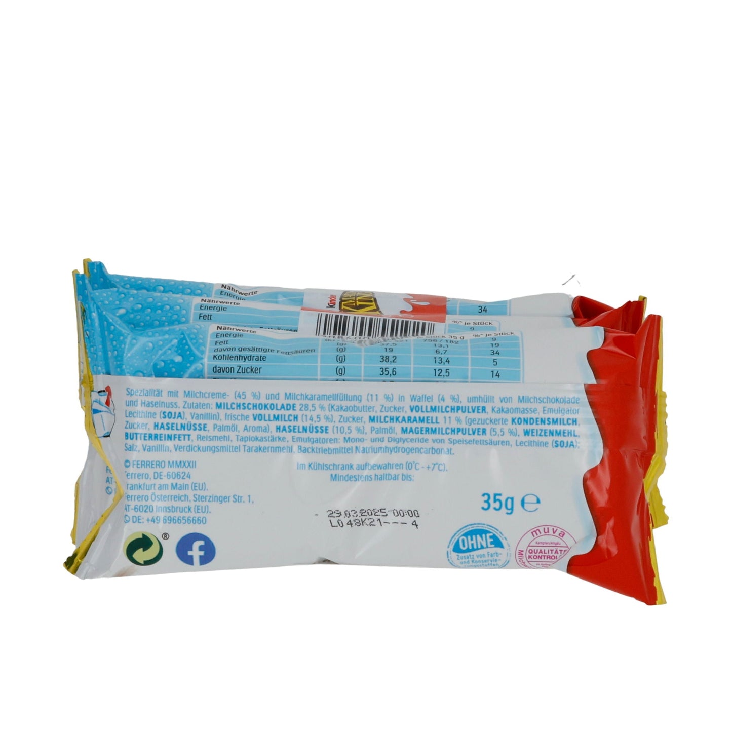 Milch-Snack Kinder Maxi King | Milch-Snack | Mit Karamell und Haselnüssen | 3×35 g (105 g) FERRERO
