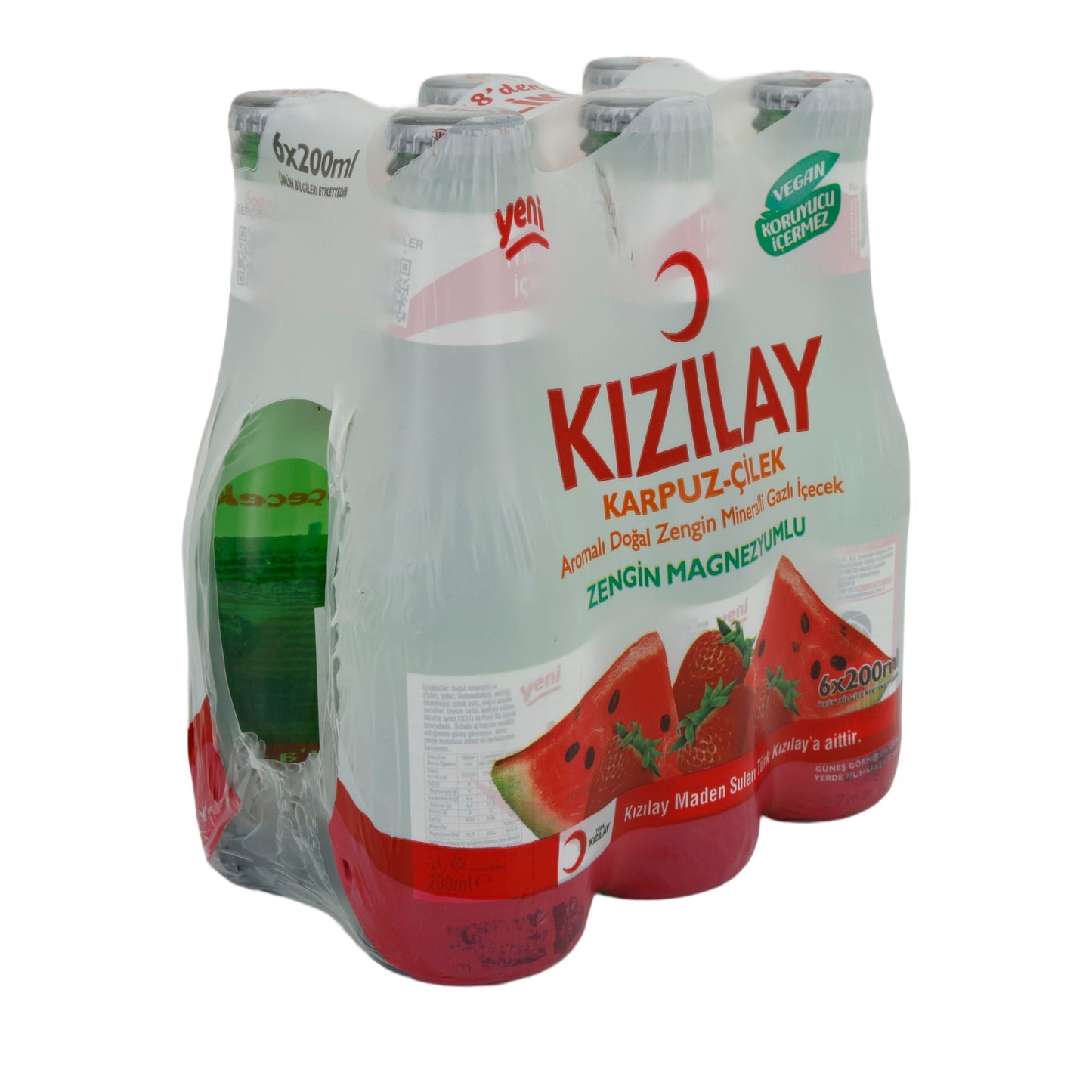 Mineralwasser Kızılay | Wassermelone-Erdbeere | Aromatisiert, natürlich | 6 x 200 ml KIZILAY