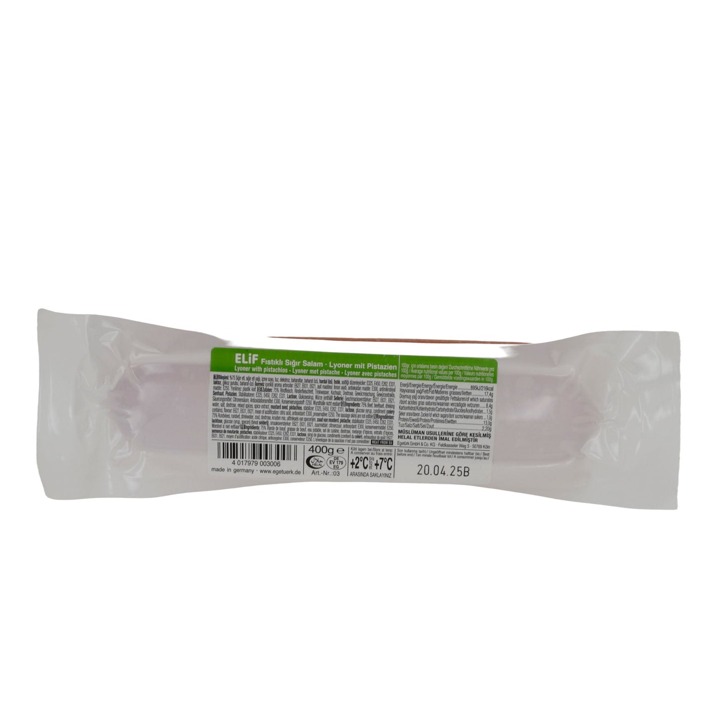 Pistazien-Mortadella Elif | Wurst | Lyoner mit Pistazien | 400g EGETUERK