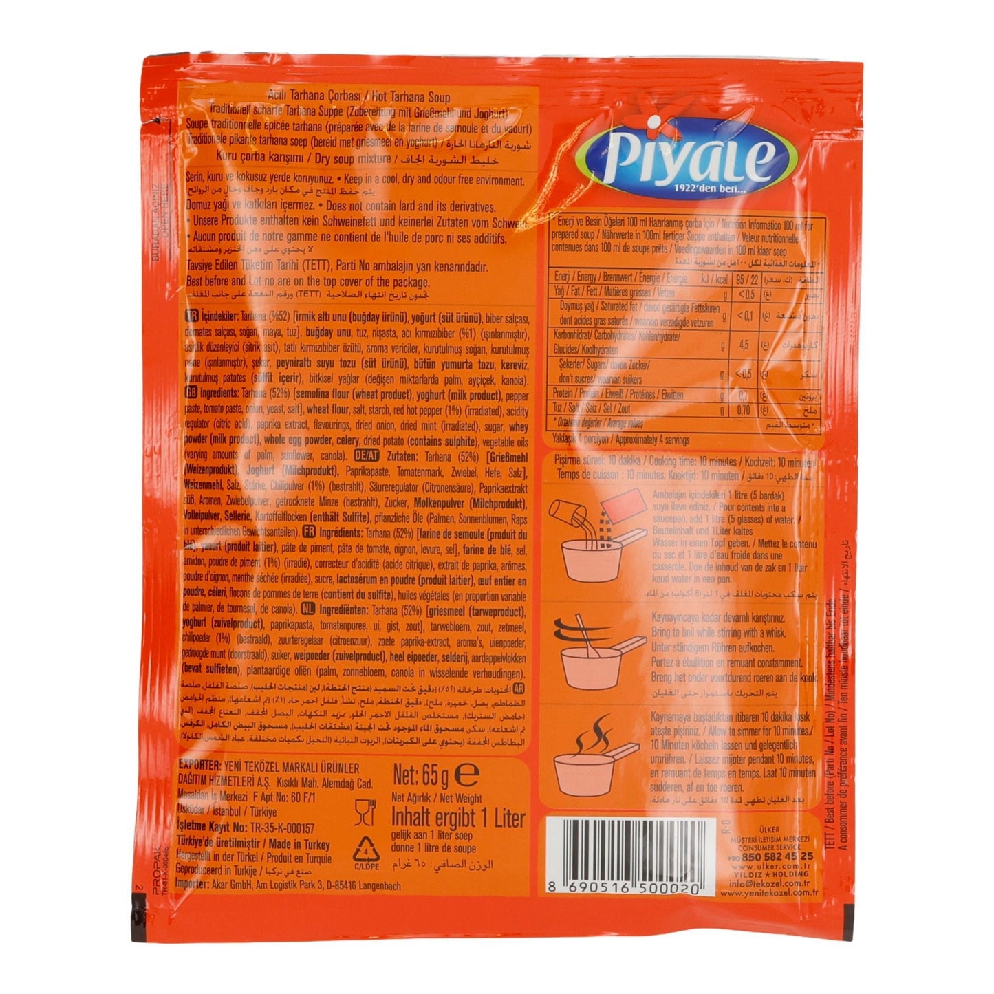Piyale | Acılı Tarhana Çorbası – Scharfe Tarhana-Suppe | traditionell & würzig | 65 g (ergibt 1 l) PIYALE