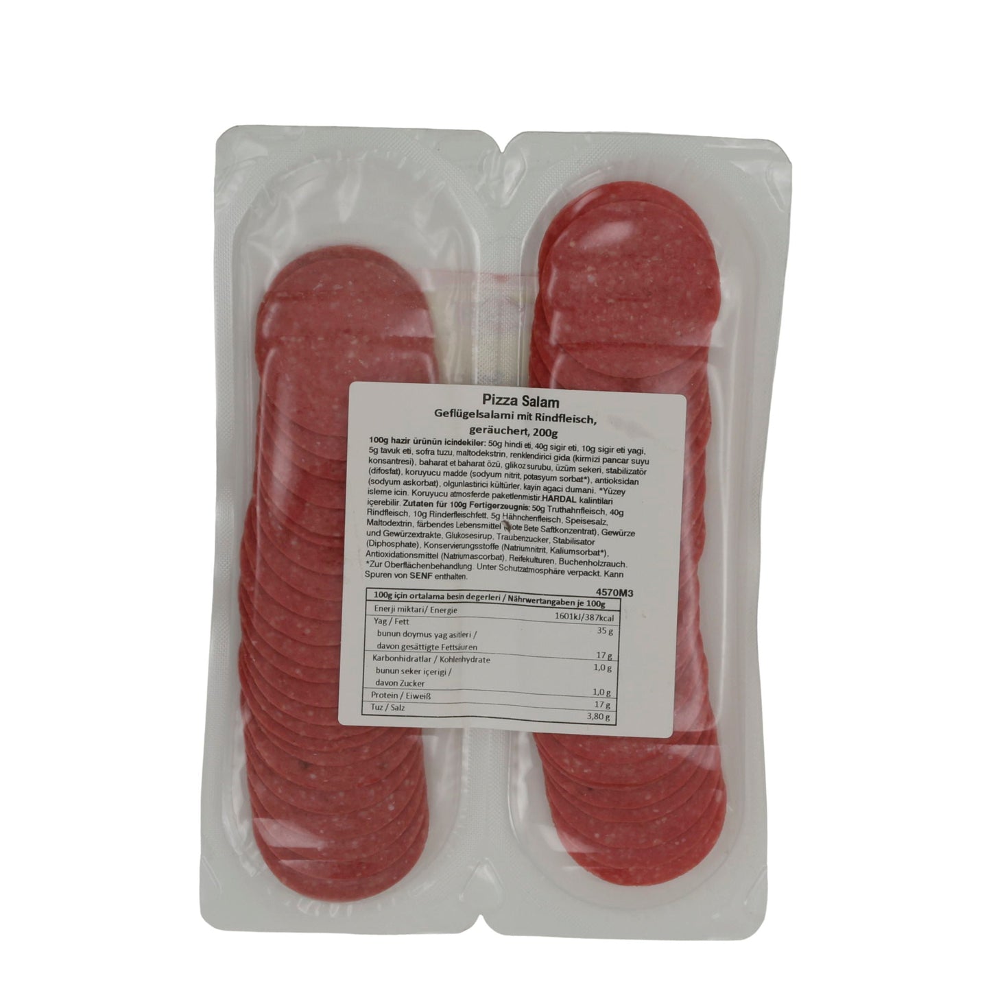 Pizza Salami Leziz | Geräucherte Geflügelsalami | Mit Rindfleisch für vielseitige Gerichte | 200 g LEZIZ