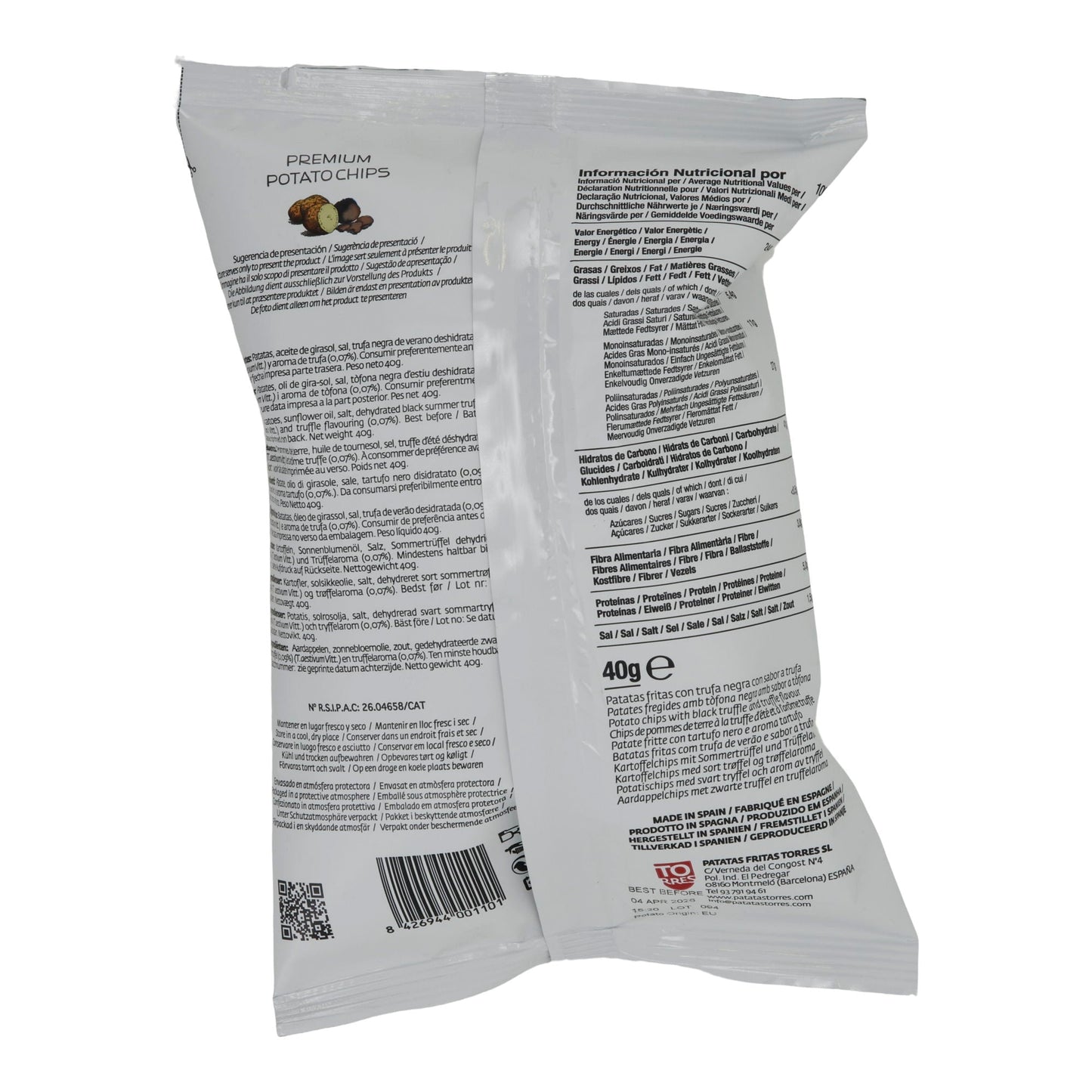 Premium Chips Torres | Black Truffle Chips | Gourmet Kartoffelchips mit schwarzem Trüffel | 40 g Silca