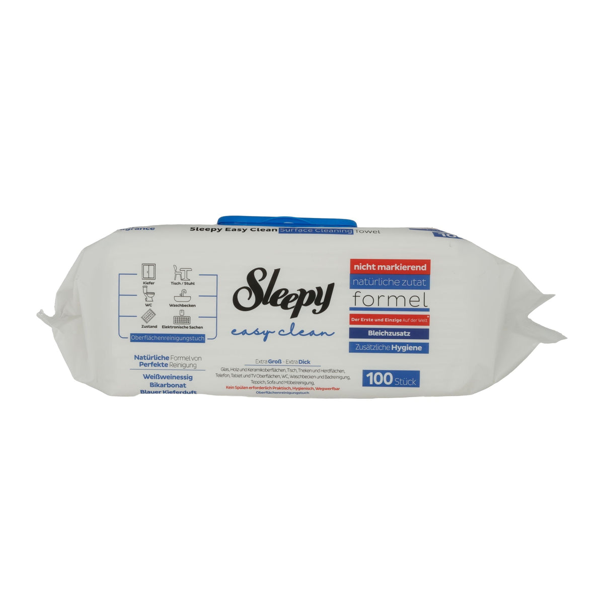 Reinigungstücher Sleepy Easy Clean | Feutchttücher für Oberflächen | Mit Essig & Blauer-Pinie-Duft | 100 Stück SLEEPY