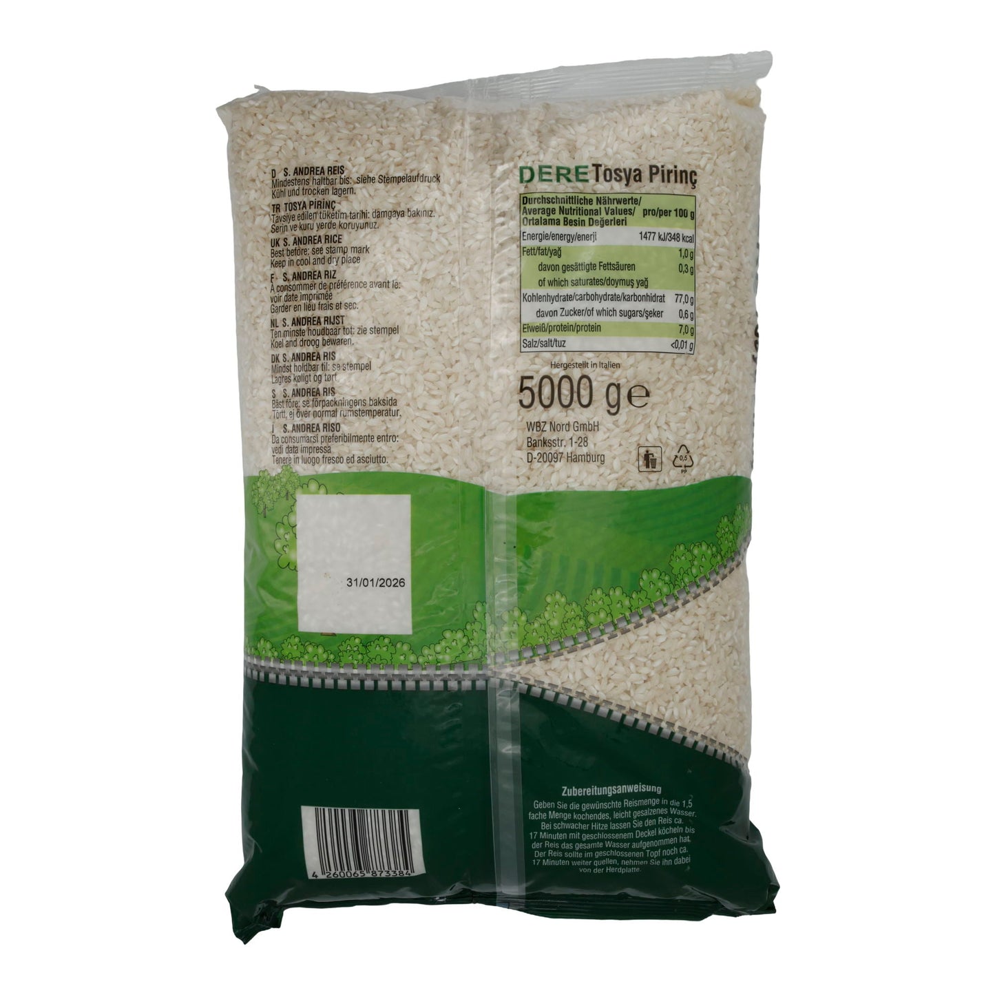 Reis Dere | Tosya Rice | Turkish Round Grain Rice for Pilaf | 5kg