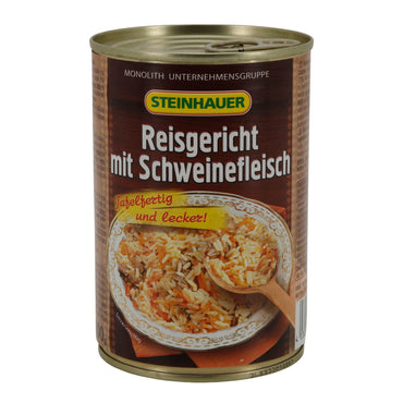 Reisgericht Steinhauer | mit Schweinefleisch | Tafelfertig | 400 g Dose STEINHAUER