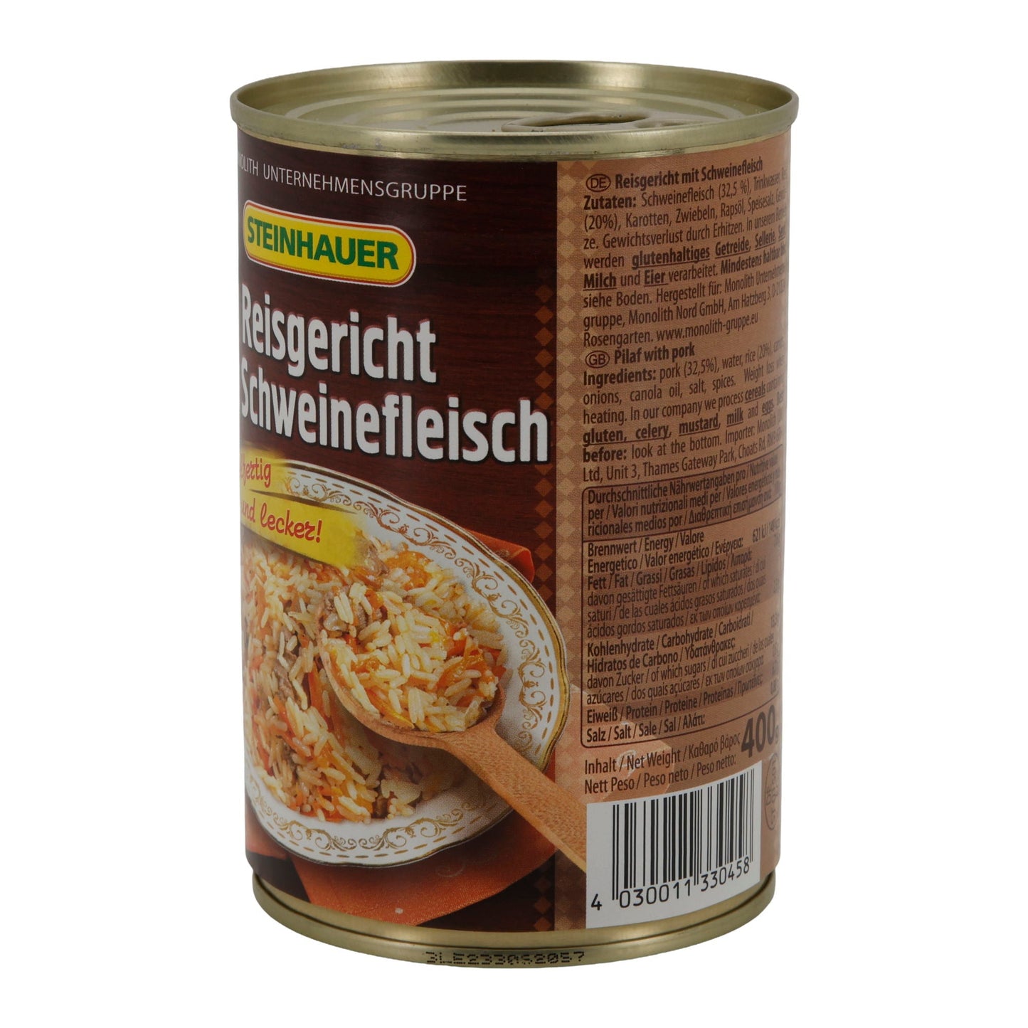 Reisgericht Steinhauer | mit Schweinefleisch | Tafelfertig | 400 g Dose STEINHAUER