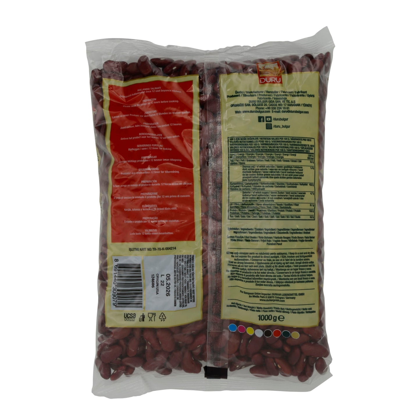 Rote Bohnen Duru | Kırmızı Fasulye | Frisch, hochwertig | 1000g DURU