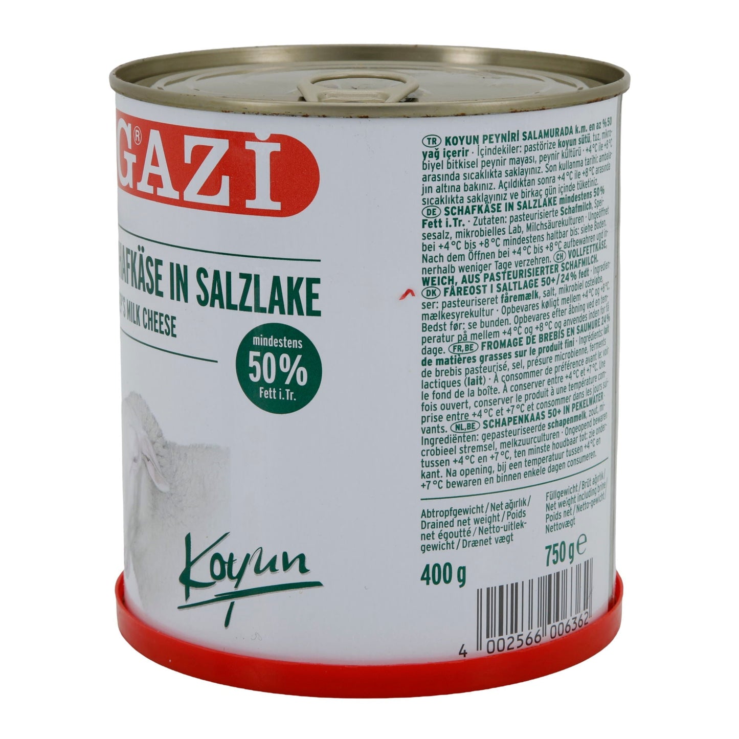 Schafskäse GAZİ | Schafskäse in Salzlake | 50 % Fett i. Tr. | 750 g Dose GAZI