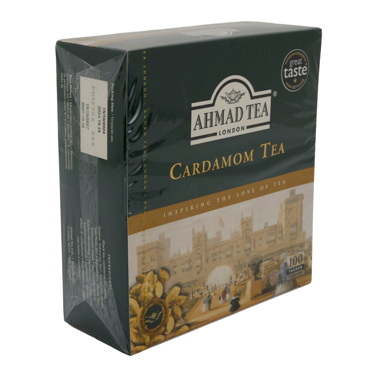 Schwarztee Ahmad Tea | Cardamom Tea | Würzige Schwarztee-Mischung mit Kardamom | 100 Teebeutel | 200g AHMAD TEA