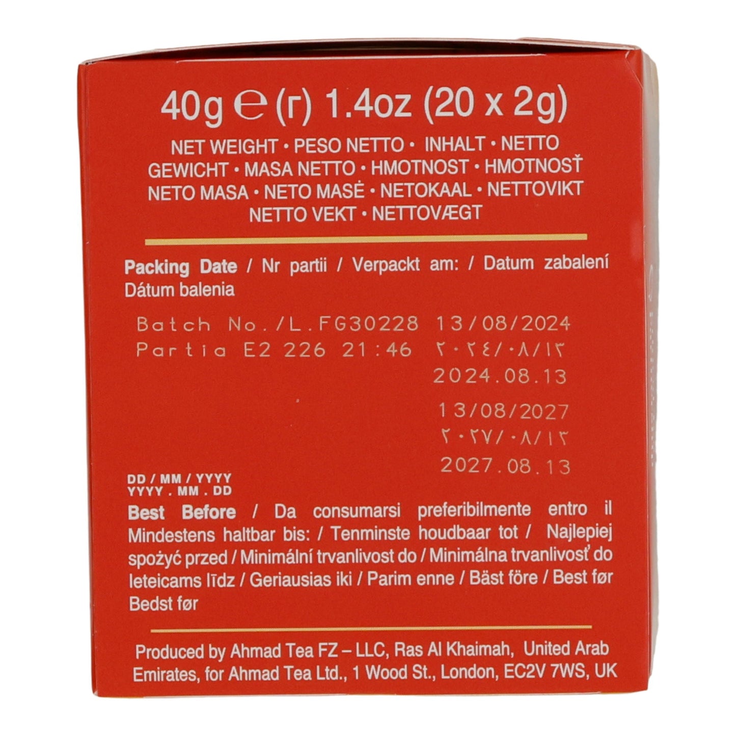 6x20 Aluminum Tea Bags Mango Magic, Ahmad Tea