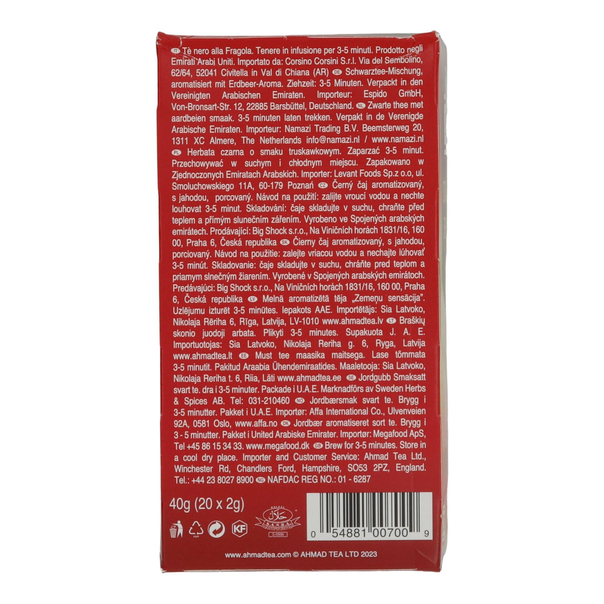 Schwarztee Ahmad Tea | Strawberry Sensation | Mit Erdbeerstücken & Aroma | 20 Teebeutel | 40g AHMAD TEA