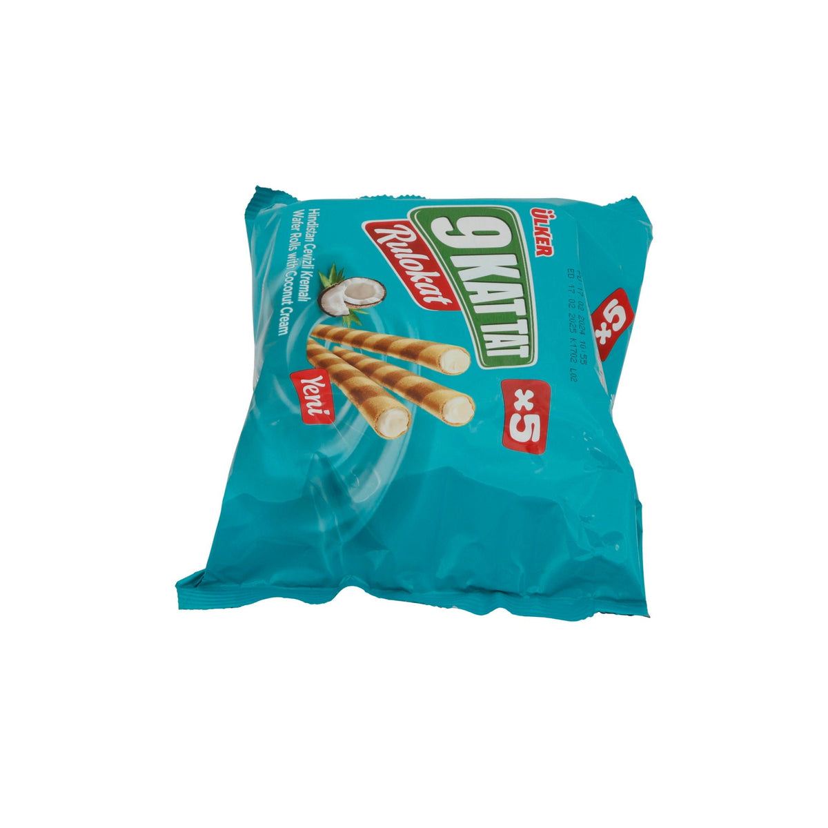 Waffelröllchen Ülker | 9 Kat Tat Rulokat Kokos | mit Kokoscreme-Füllung | 150g UELKER