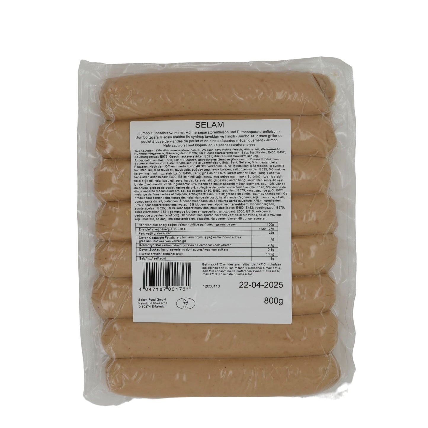 Wurst Selam | Izgaralık Sosis | halal Hähnchen- und Putenwürstchen | 800 g