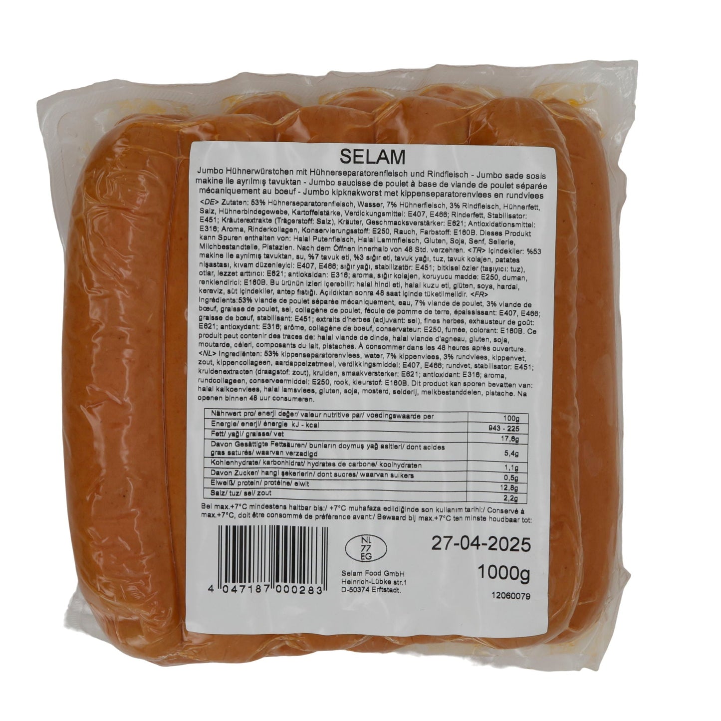 Würstchen Selam | Jumbo Sosis | Halal, Huhn & Rind, Grill & Pfanne | 1000 g SELAM