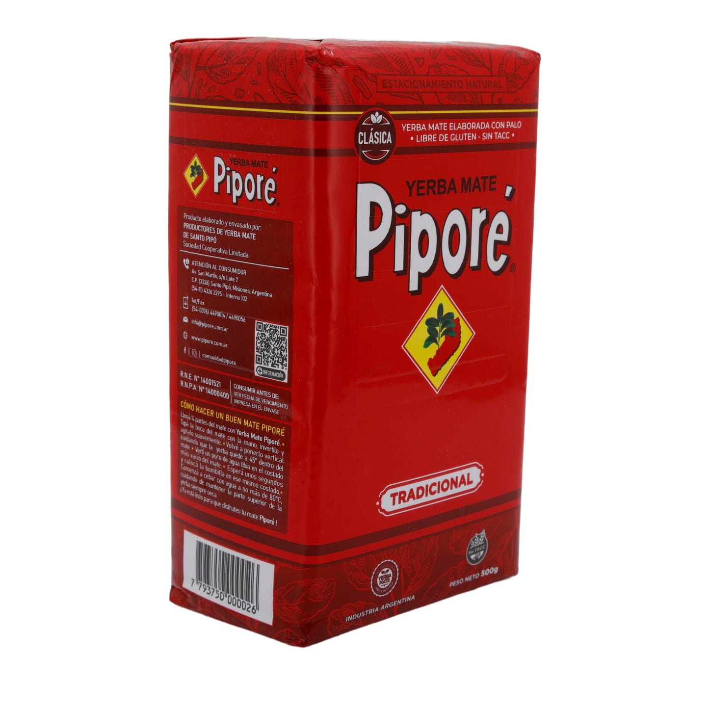 Yerba Mate Tee Piporé Clásica | Traditionell, glutenfrei und mit natürlicher Reifung | 500 g Packung