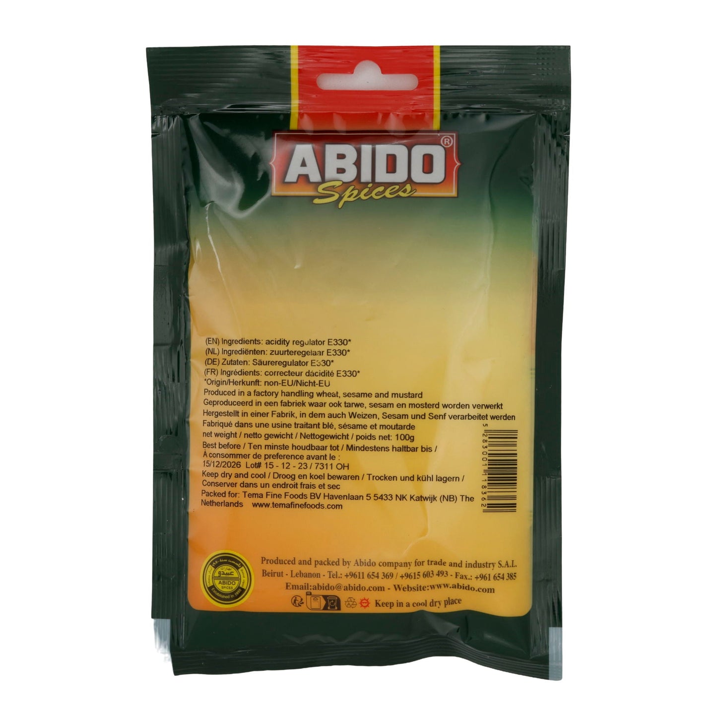 Zitronensäure Abido | Gewürz | Vielseitig, Küche, Getränke, Reinigung | 100 g