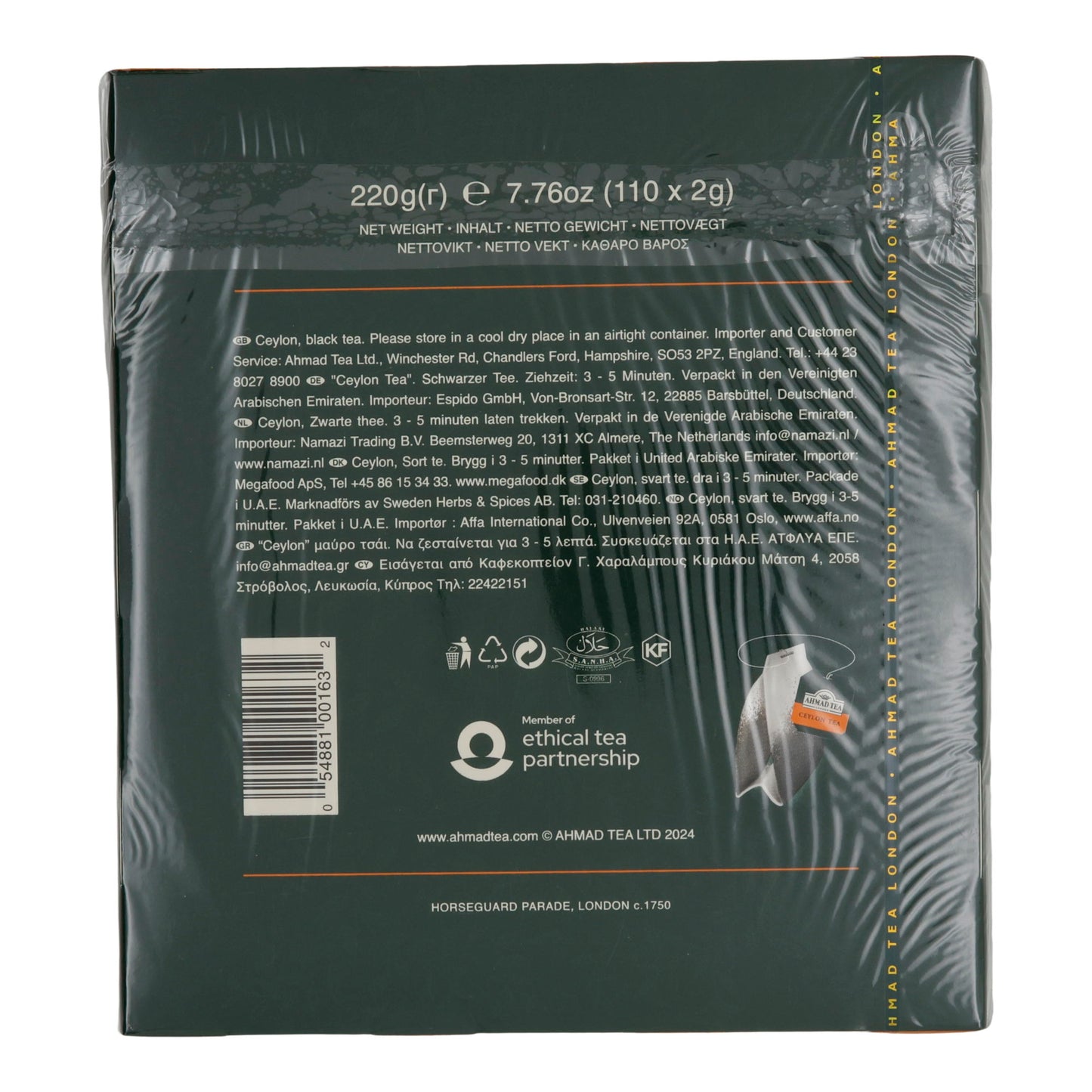 100-pack Tagged Ceylon Tea t/b, Ahmad Tea
