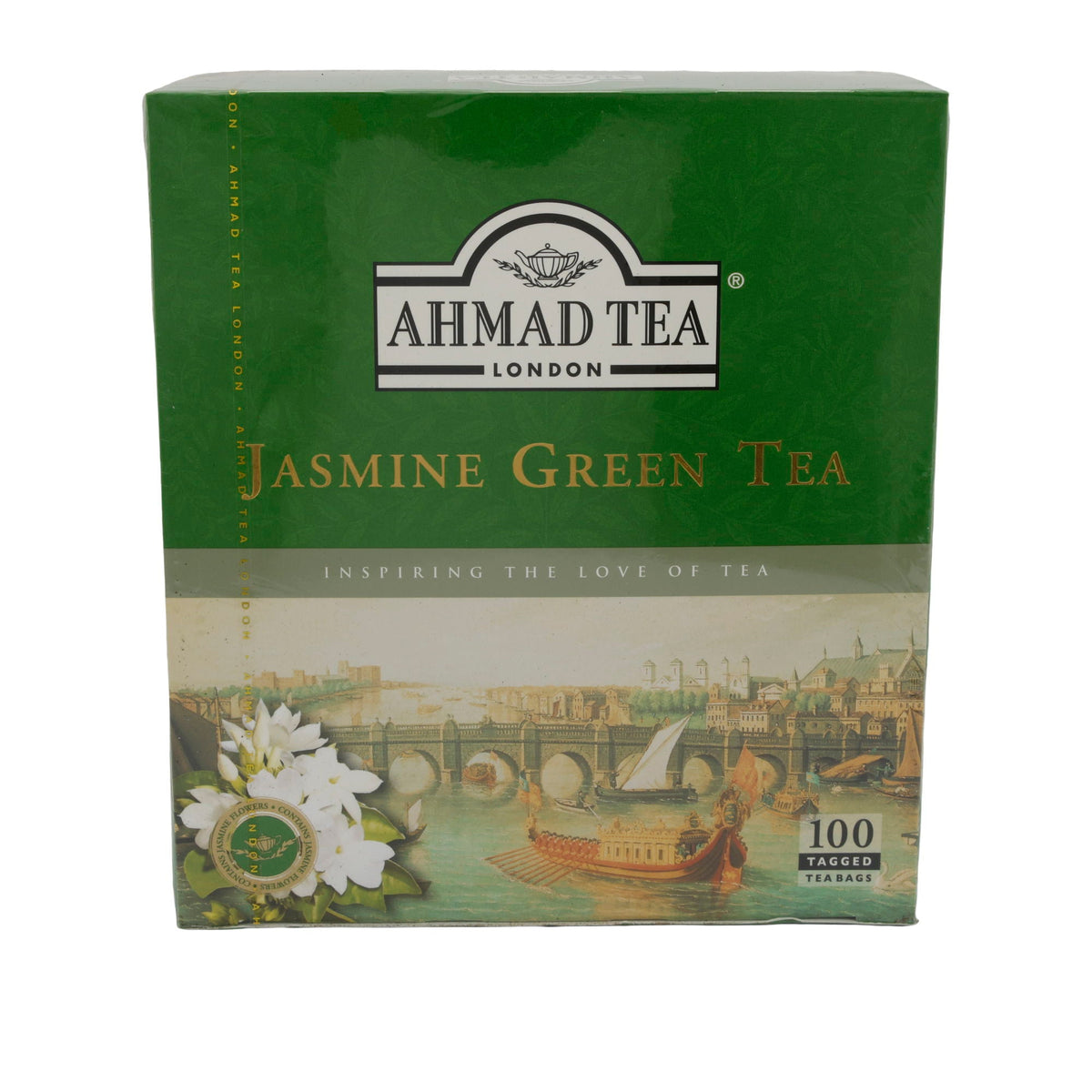Grüner Tee Ahmad Tea Jasmine Green Tea | hochwertig mit blumigem Jasmin-Aroma | 100 Teebeutel | 200 g