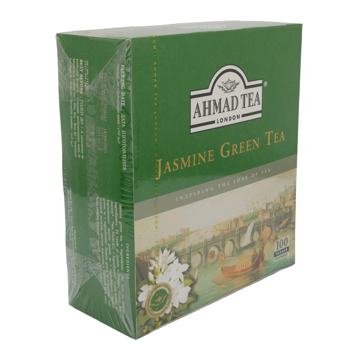 Grüner Tee Ahmad Tea Jasmine Green Tea | hochwertig mit blumigem Jasmin-Aroma | 100 Teebeutel | 200 g