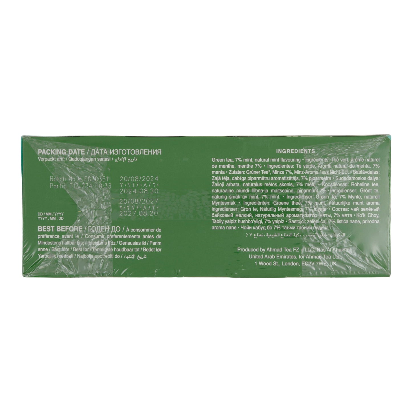 100-Count Tagged Mint Green Tea Bags, Ahmad Tea