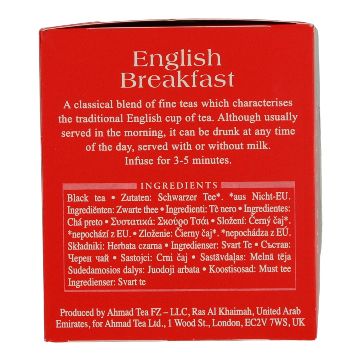 6x20 Aluminum English Breakfast Tea Bags, Ahmad Tea